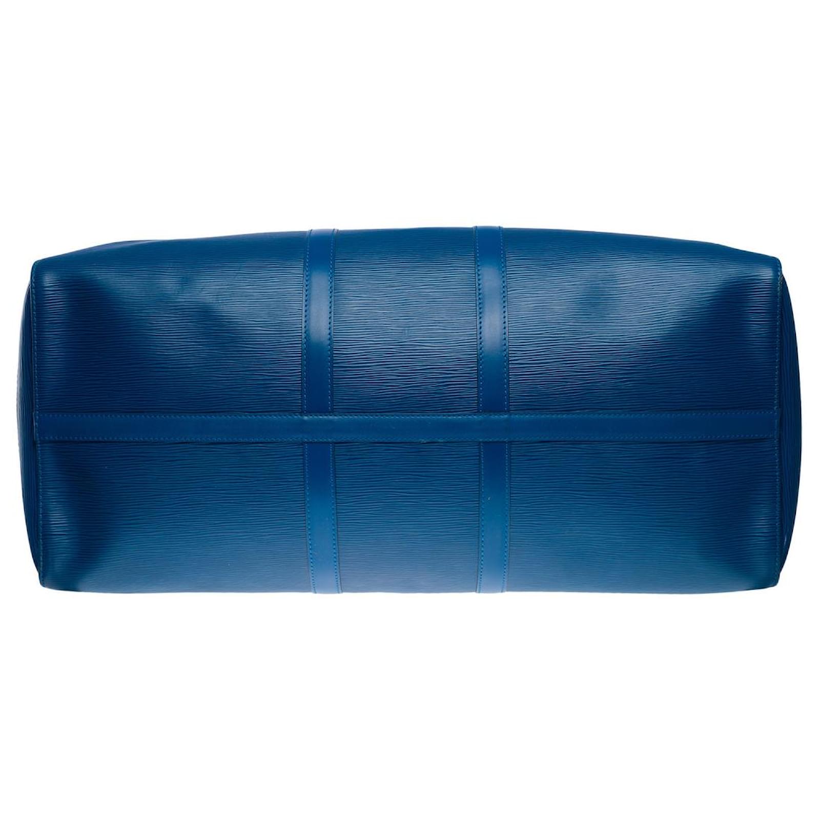 LOUIS VUITTON Keepall Bag in Blue Leather - 102480  ref.2015348