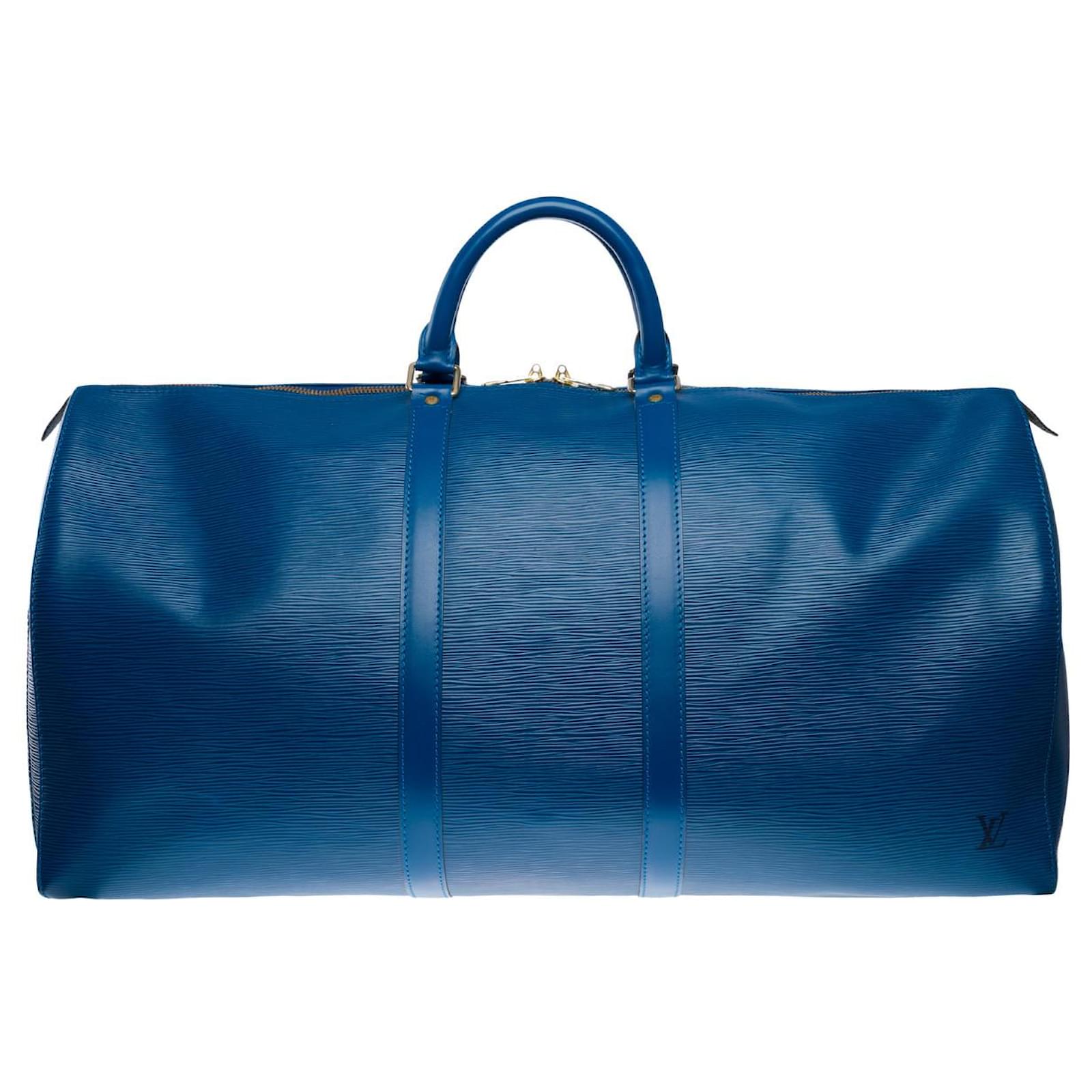 LOUIS VUITTON Keepall Bag in Blue Leather - 102480  ref.2015348
