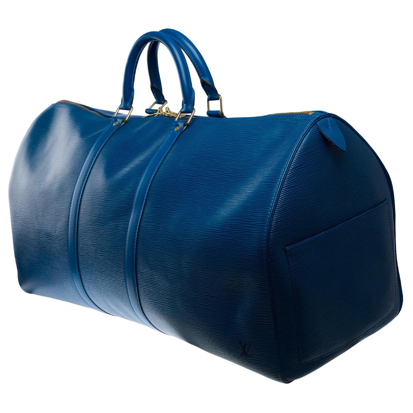 LOUIS VUITTON Keepall Bag in Blue Leather - 102480  ref.2015348