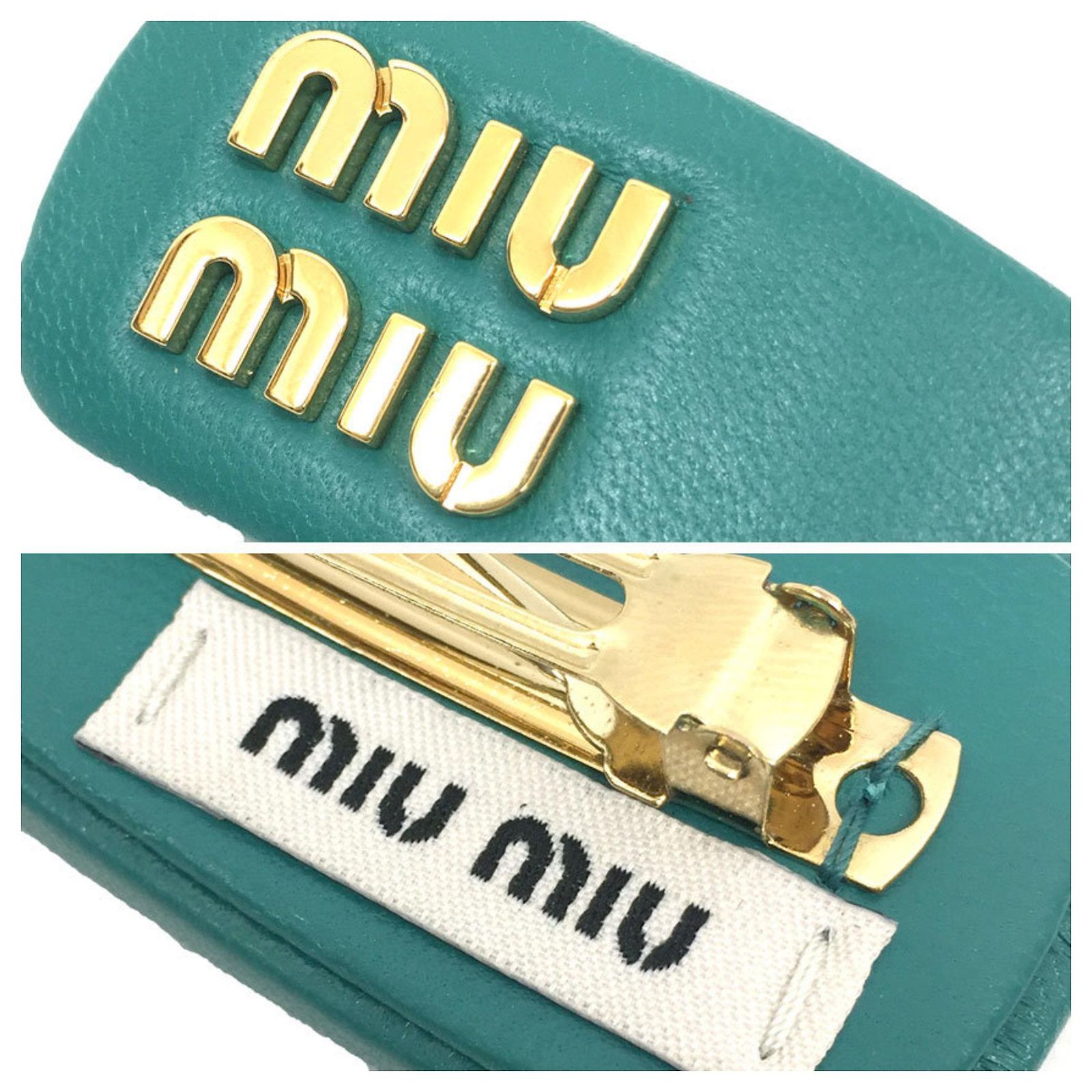 Miu Miu Green Leather Barrette Hair Clip ref.2016677 - Joli  display picture 1