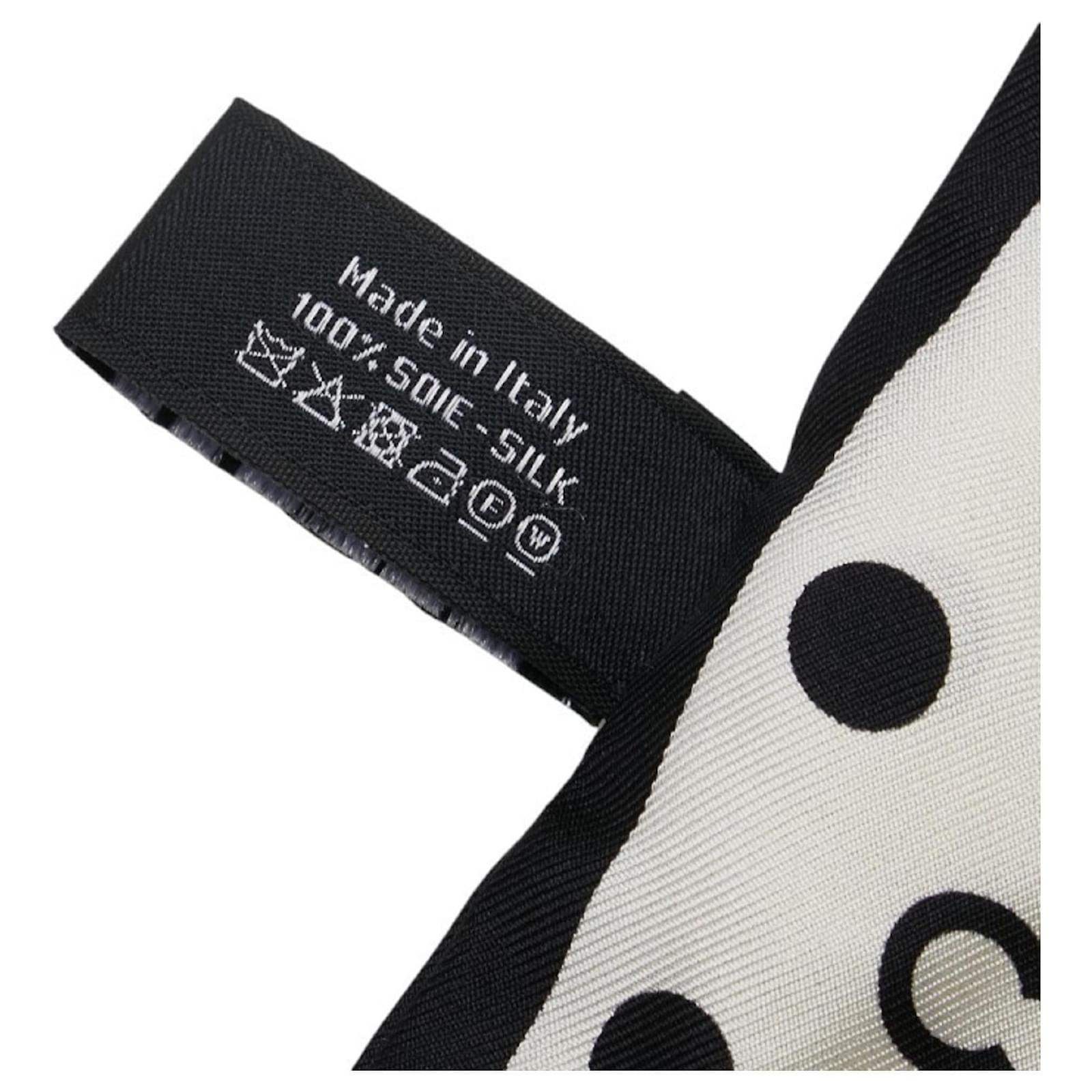 Chanel Coco Mark Polka Dot Motif Scarf Muffler Scrunchie Set Black