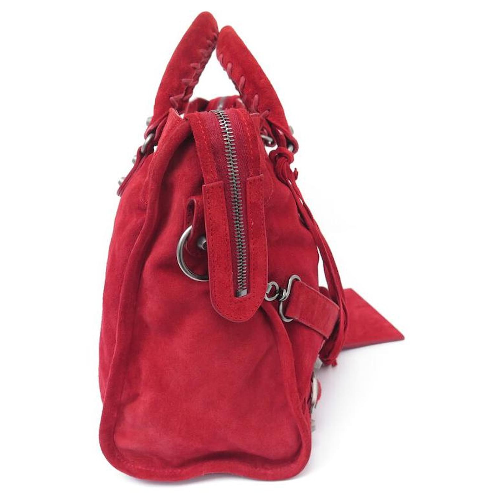 BALENCIAGA CLASSIC CITY MEDIUM 115748 RED SUEDE HAND BAG ref