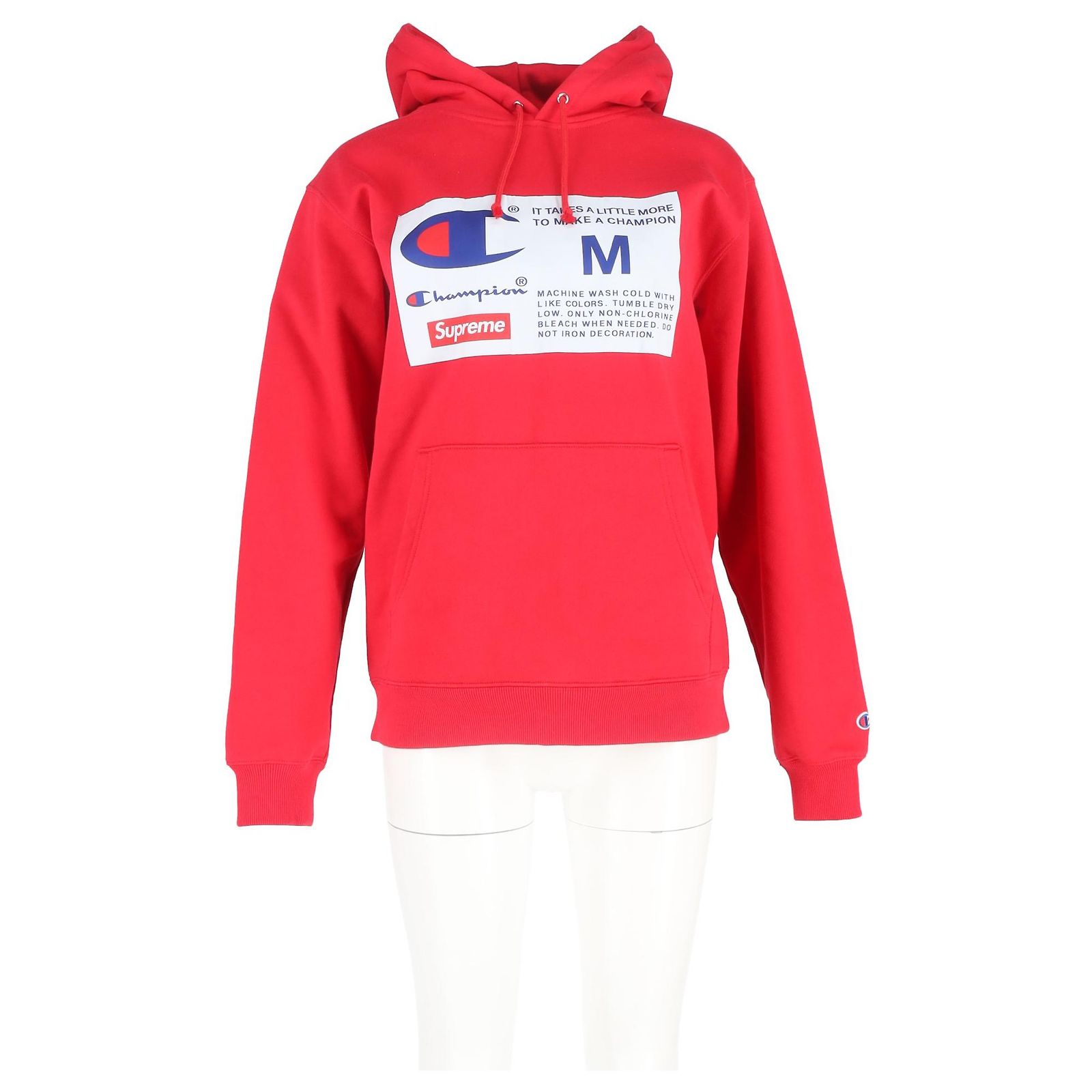 Supreme x Champion Label Hooded Sweatshirt in Red Cotton ref 