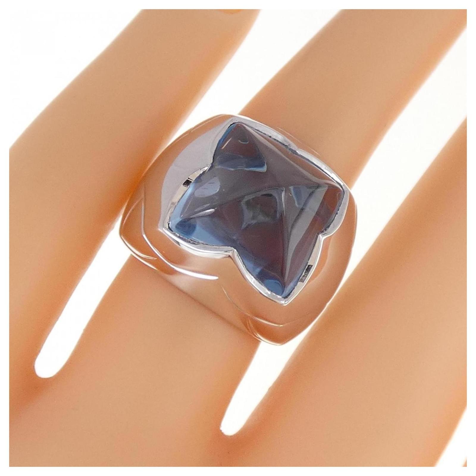 Bulgari Bvlgari Pyramid Ring Blue Golden White gold