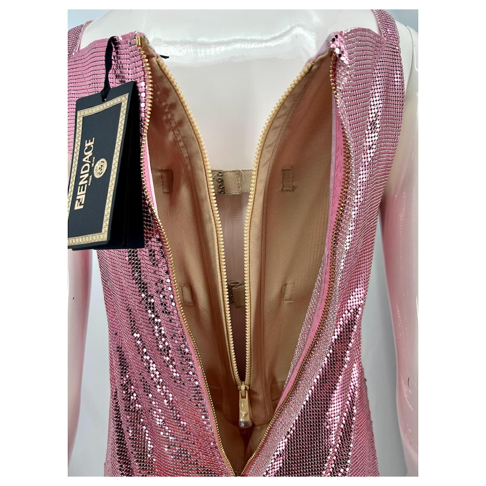 versace pink glitter dress Vintage 1990's Mike Benet Rainbow Sequin Silk Asymmetric Hourglass Britney  Versace-Like Gown main image 1