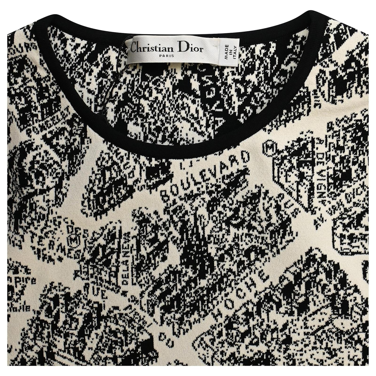 Dior Plan De Paris Knitted Mini Dress in Black and White