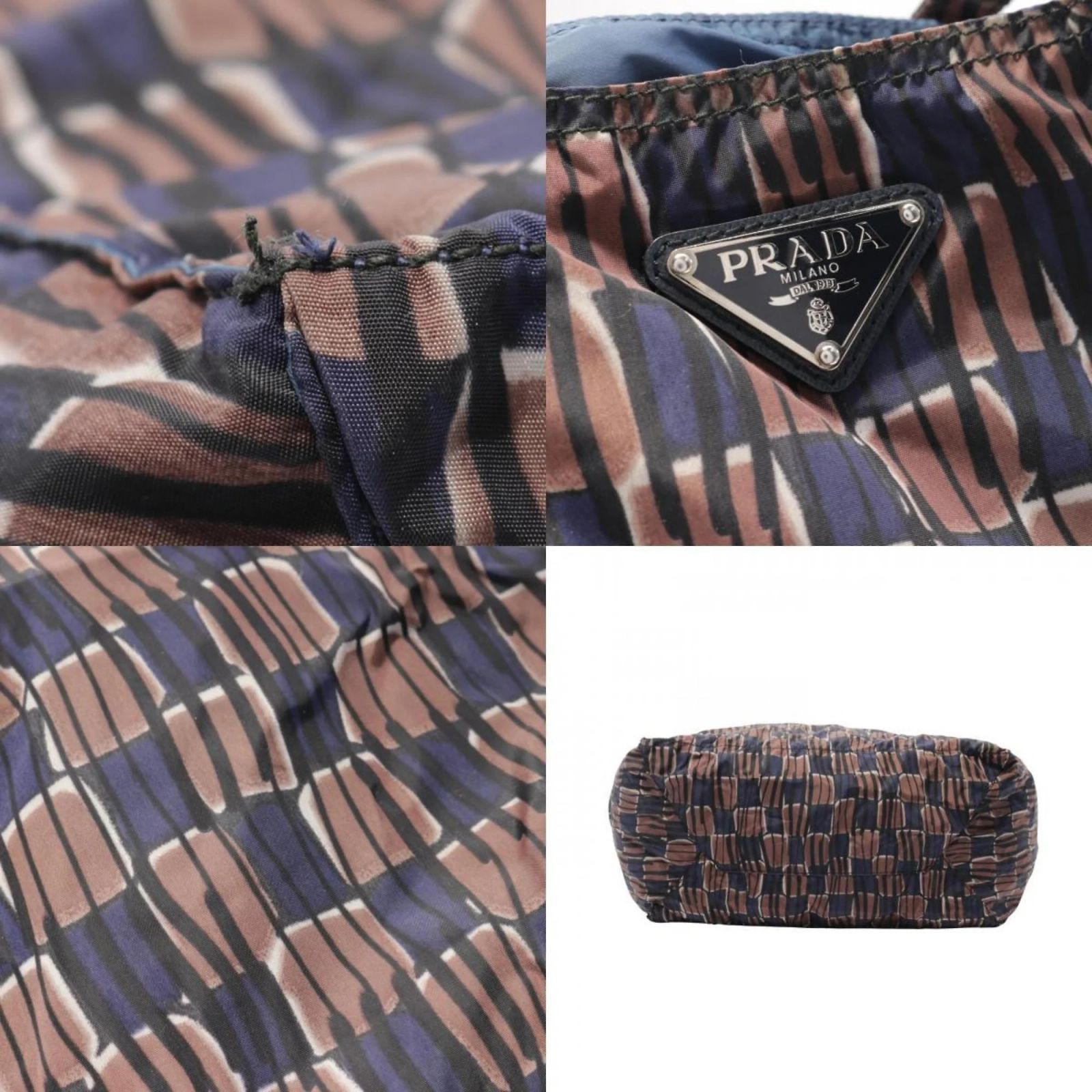 Prada BYO Tote Bag Brown Black Navy blue Nylon ref.JC2042586 (Sold 
