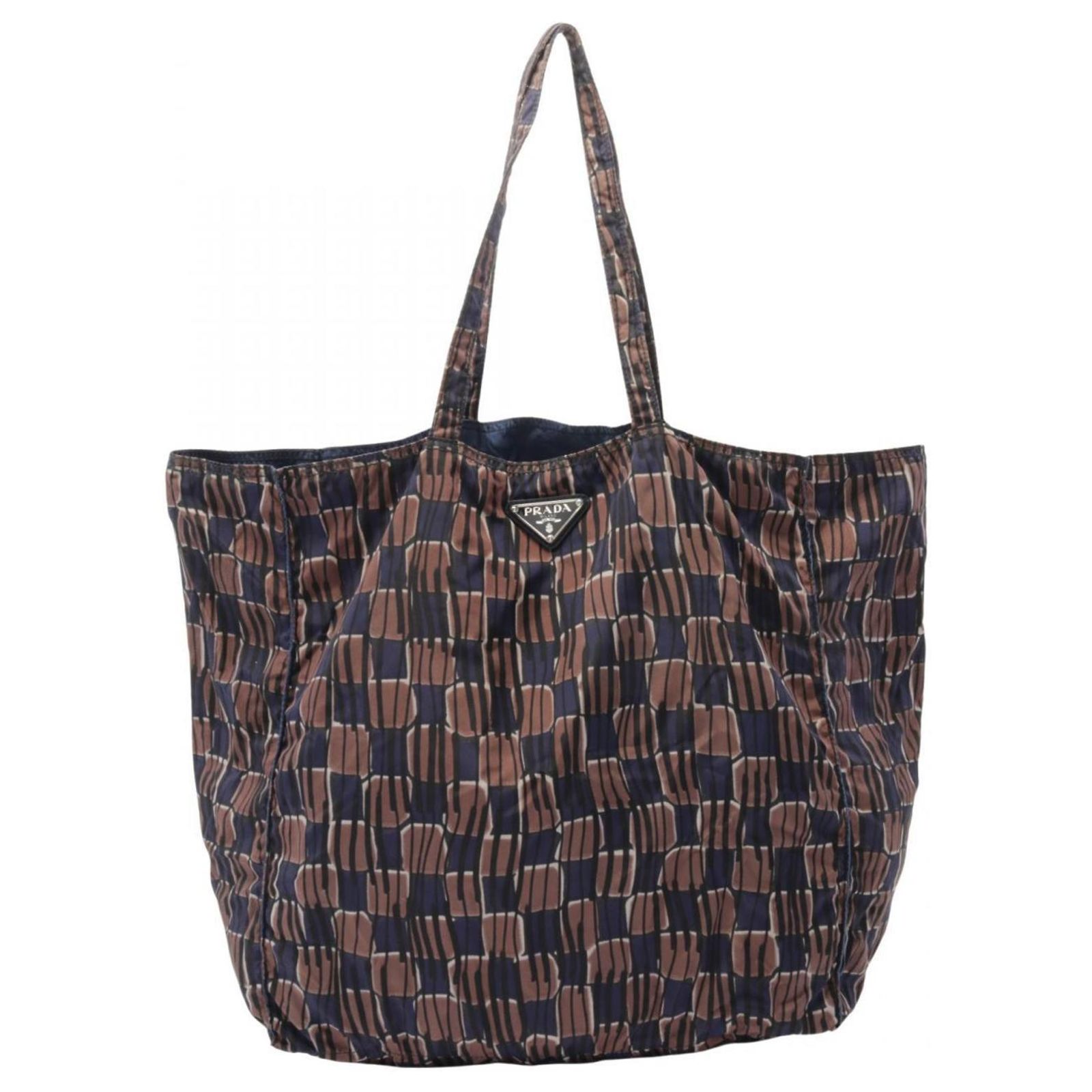Prada BYO Tote Bag Brown Black Navy blue Nylon ref.JC2042586 (Sold 