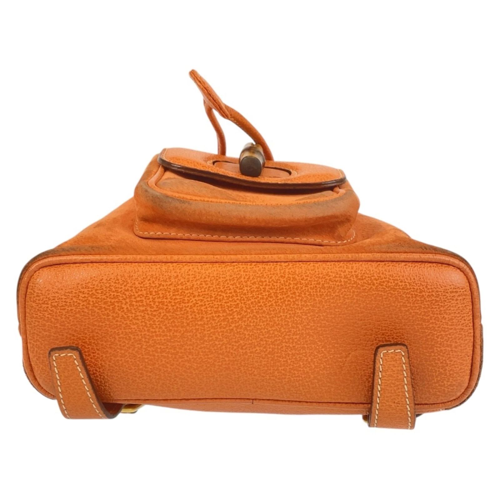 GUCCI Bamboo Backpack Suede Orange Gold Auth 169373 Gucci Bamboo Suede Exterior Backpack Bags & Handbags for  main image 4