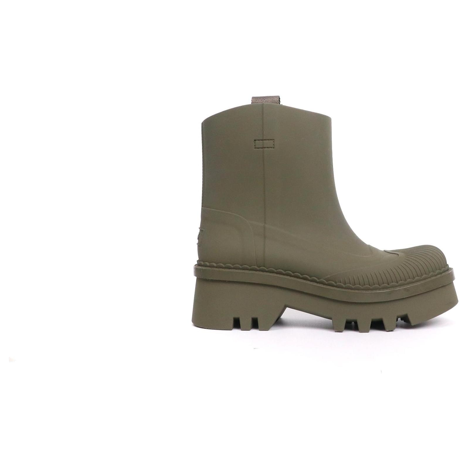 CHLOÉ Stivali da pioggia Chloé Raina in gomma khaki (taglia 36