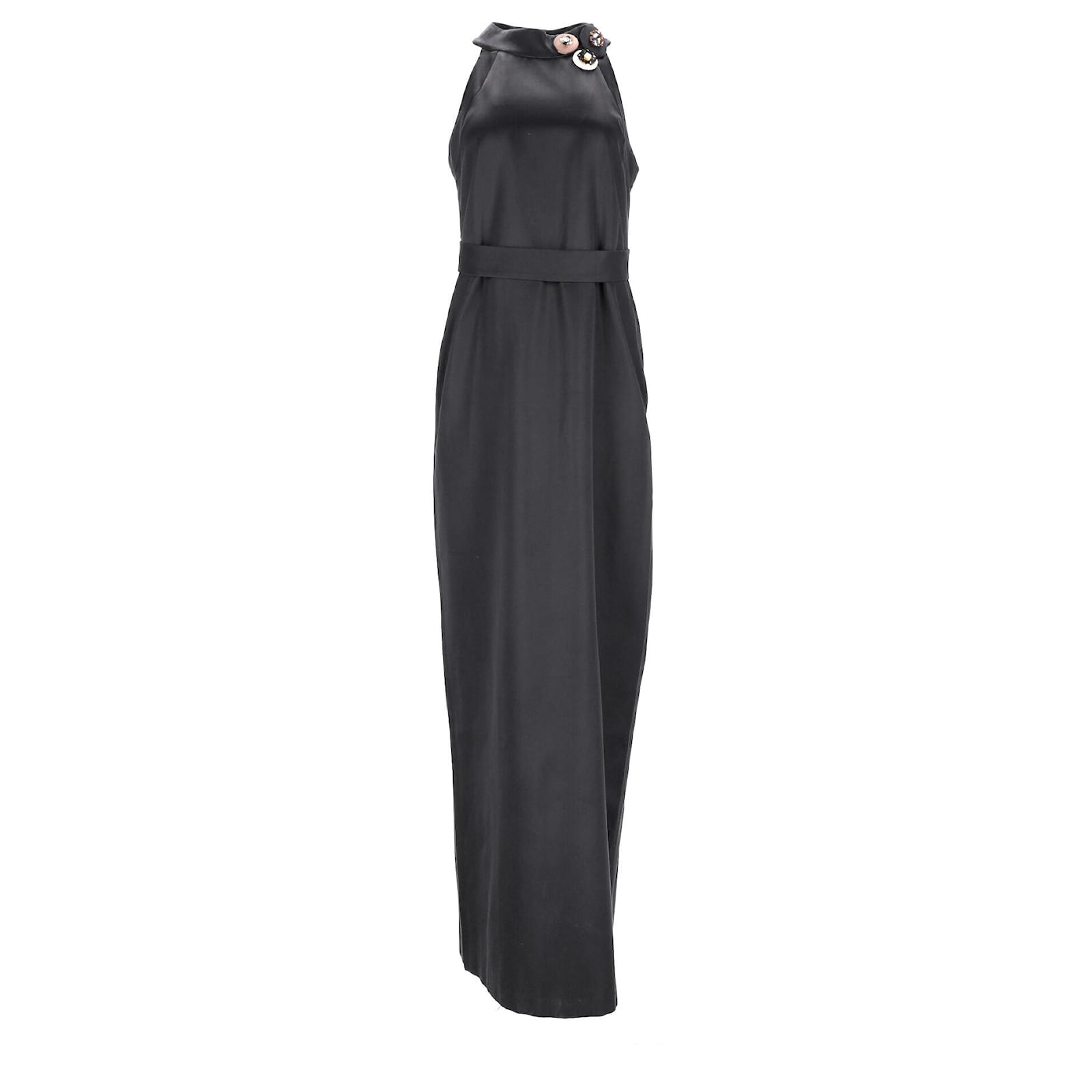 elegant dresses with long sleeves Kelandra Satin Collared V-Neck Long Sleeve Floor Length Dress