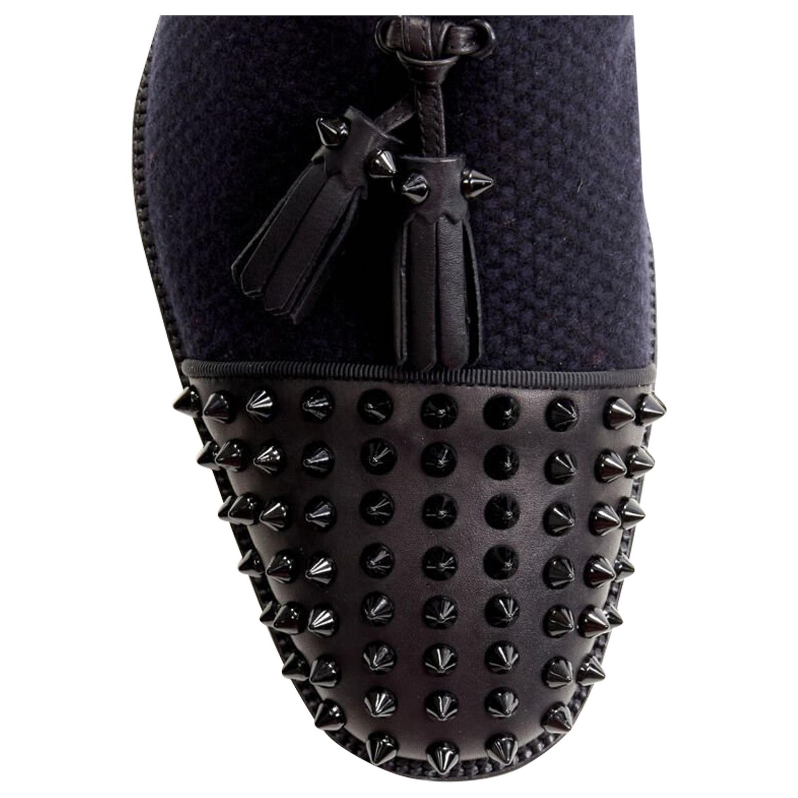 Christian Louboutin  Rossini Spike Tassel Tweed Loafer Navy Blue Christian Louboutin Mens Rivalion Tassel Loafers 40.5 US7.5  main image 4