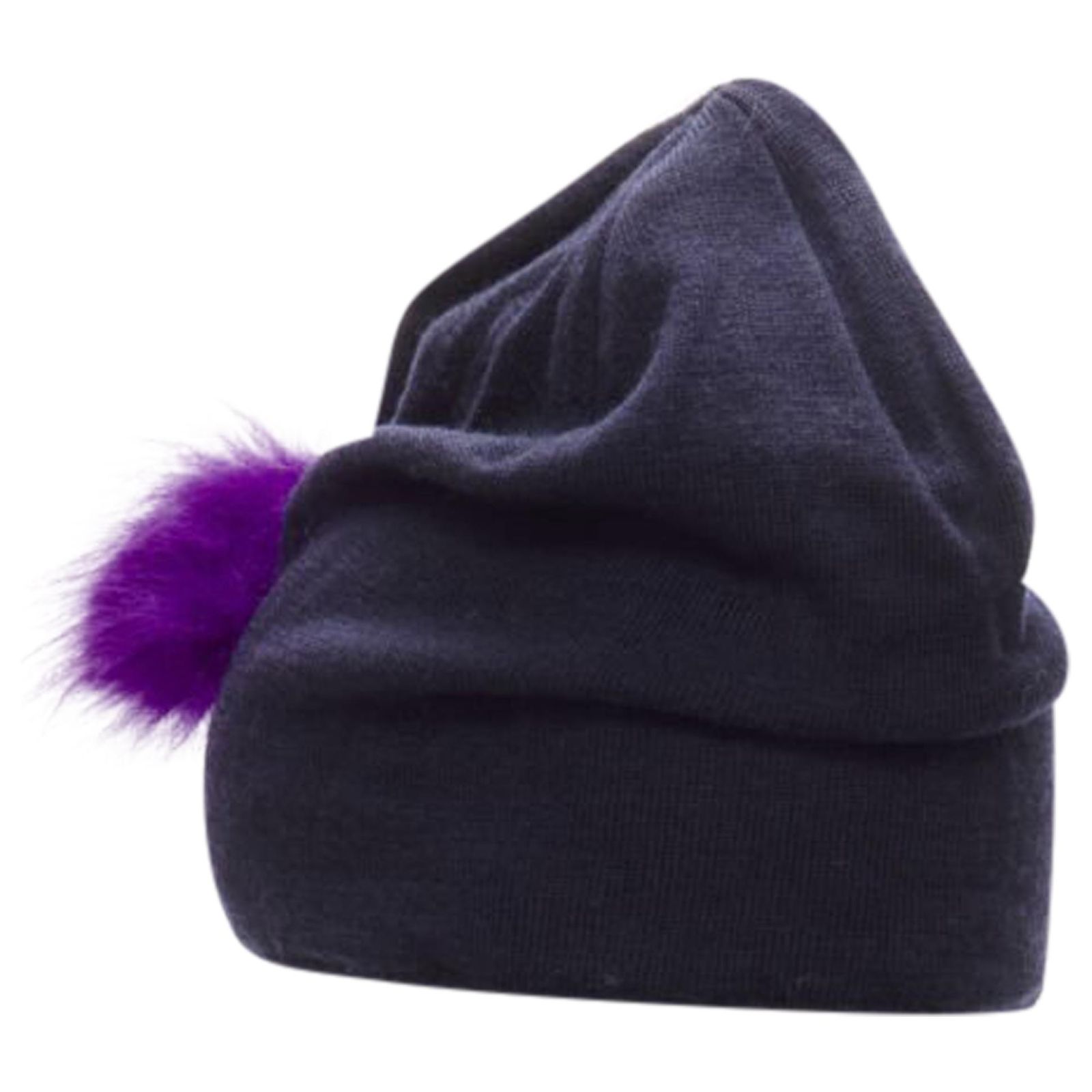 FENDI Monster Bugs Eye Fox Fur Mohawk Knit Cap Fendi Monster Fur Bag Bugs Charm w/ Beak Green Multicolor  main image 3