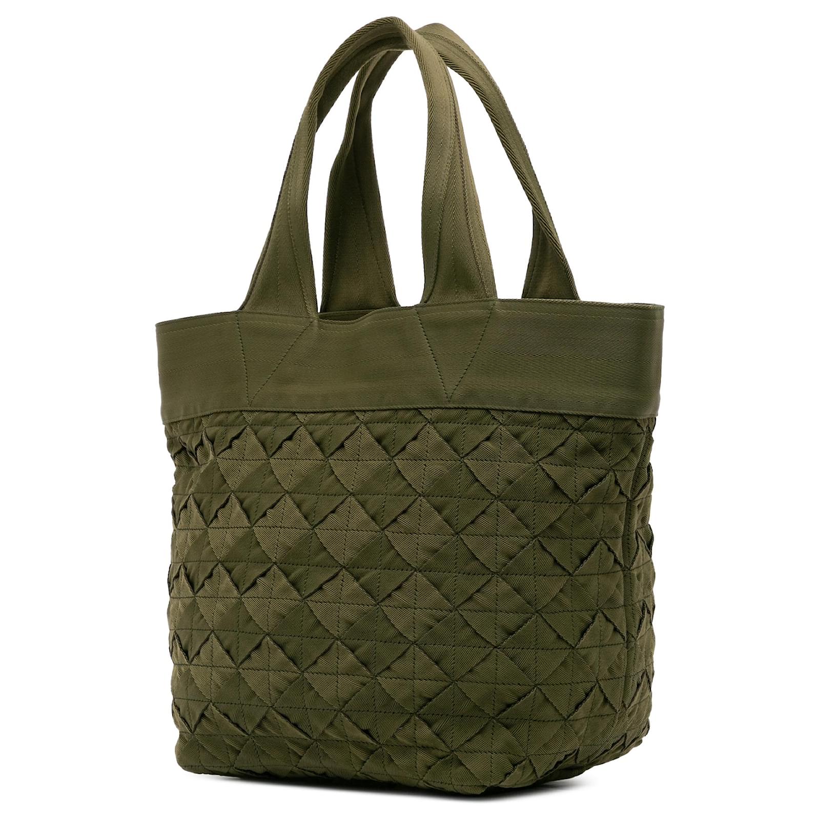 Bottega Veneta Sac fourre-tout en toile verte Intrecciato Tissu