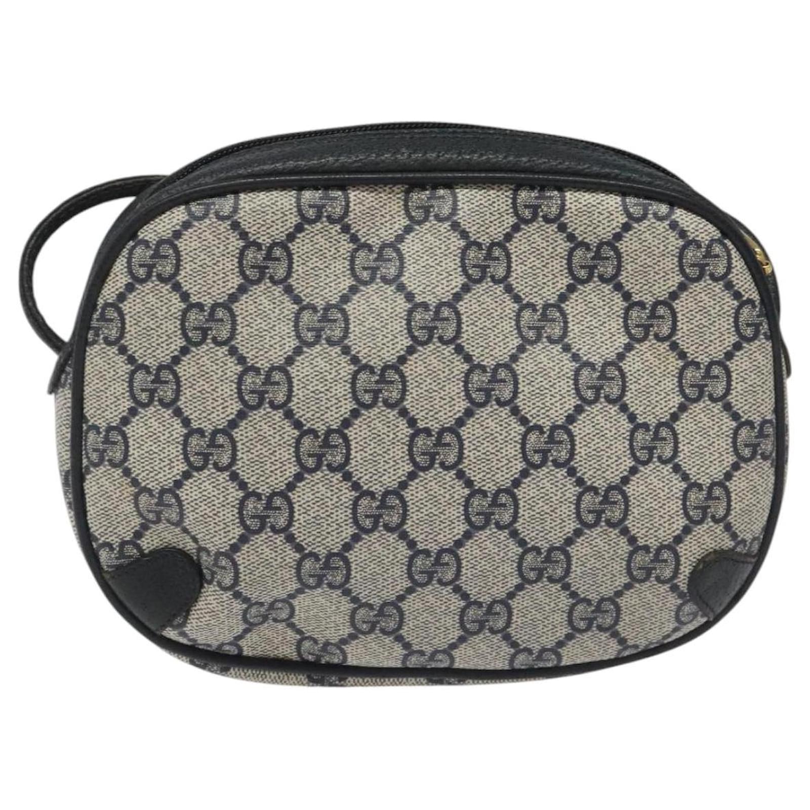 GUCCI GG Supreme Sherry Line Shoulder Bag PVC Navy Red 89 02