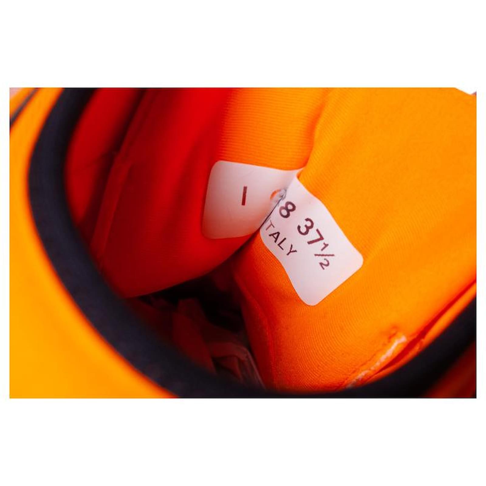 Chanel, Neon high top trainers White Orange Suede Leather ref