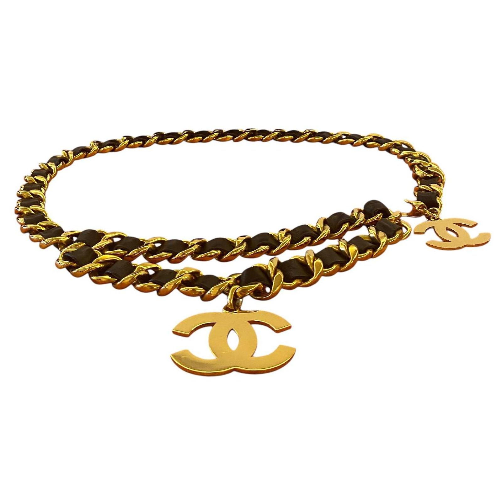 Iconic Vintage Chanel 93P Jumbo Gold Chain CC Logo Black  display picture 2