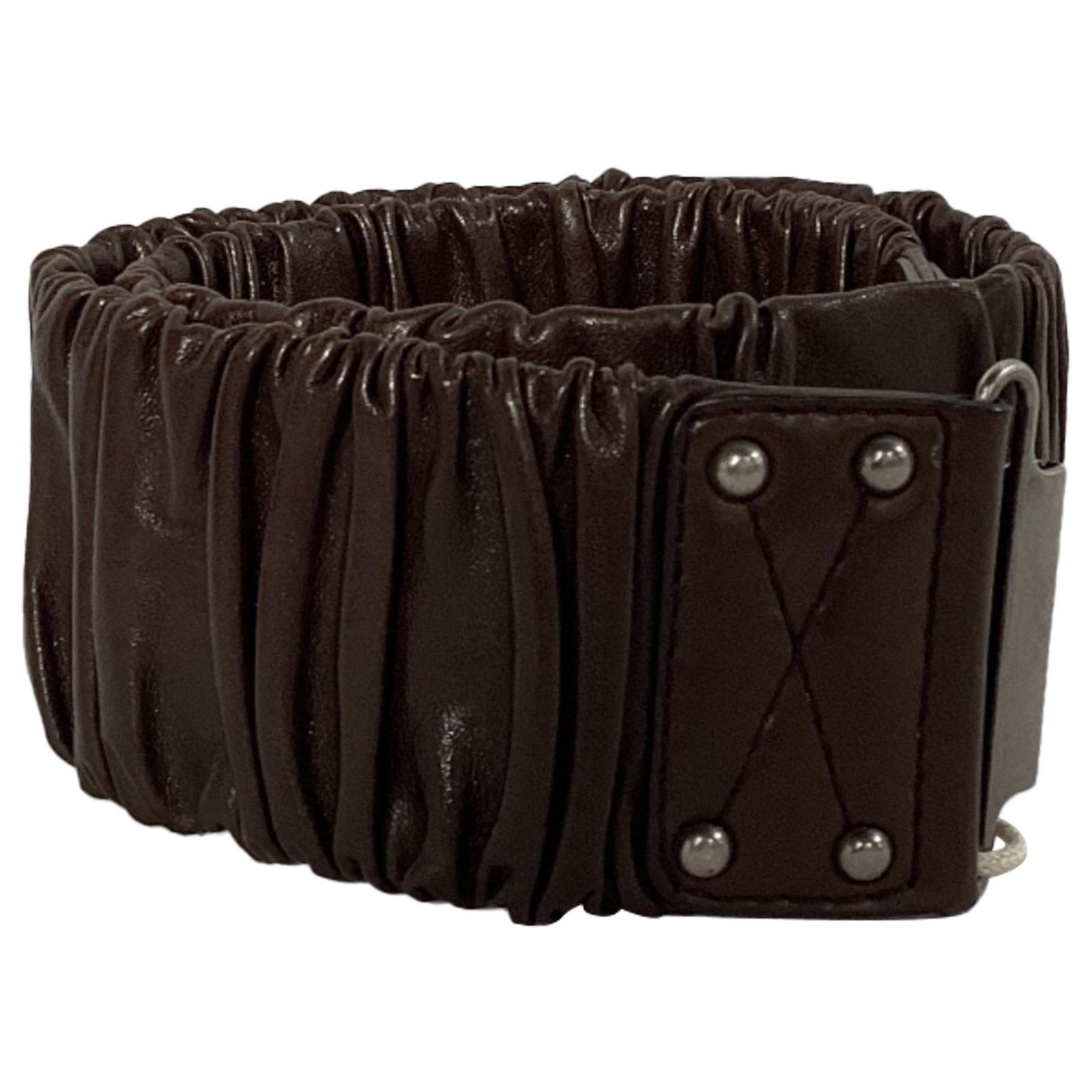 Min miu ruched belt Miu Miu Ruched Waist Belt in Brown Leather ref.2081076  main image 4
