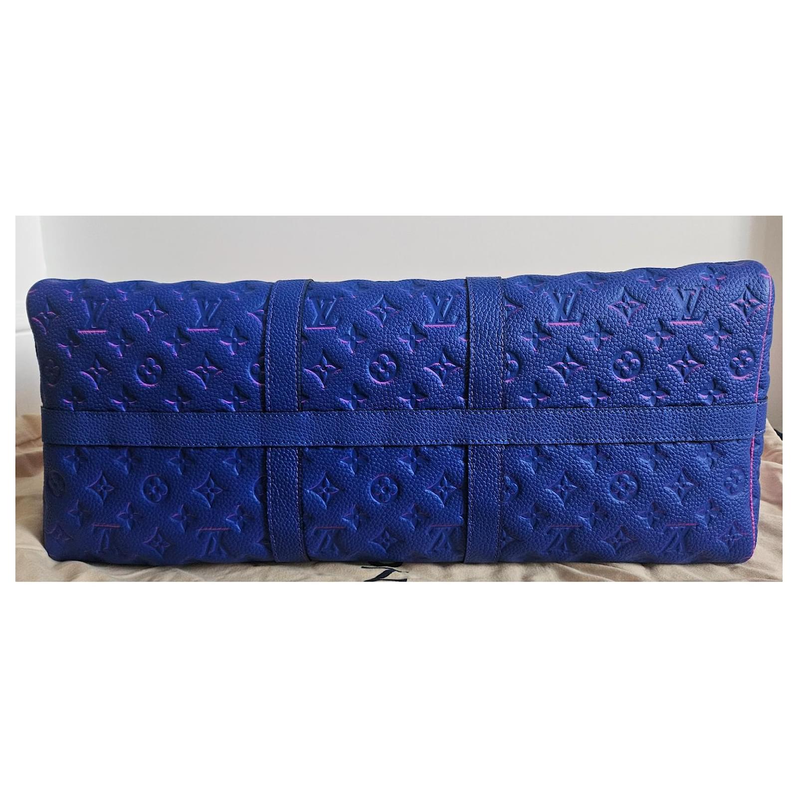 Keepall Louis Vuitton Travel bag Pink Blue Leather  ref.2081348