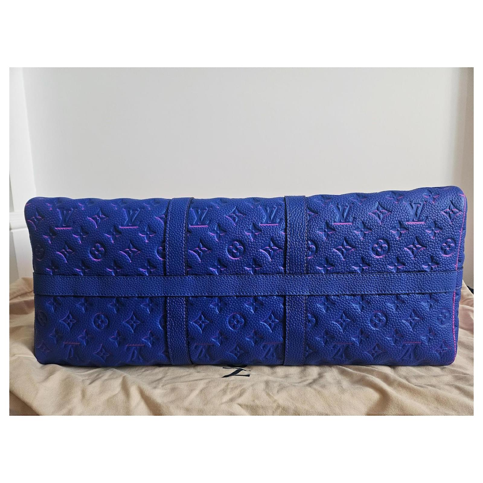 Keepall Louis Vuitton Travel bag Pink Blue Leather  ref.2081348