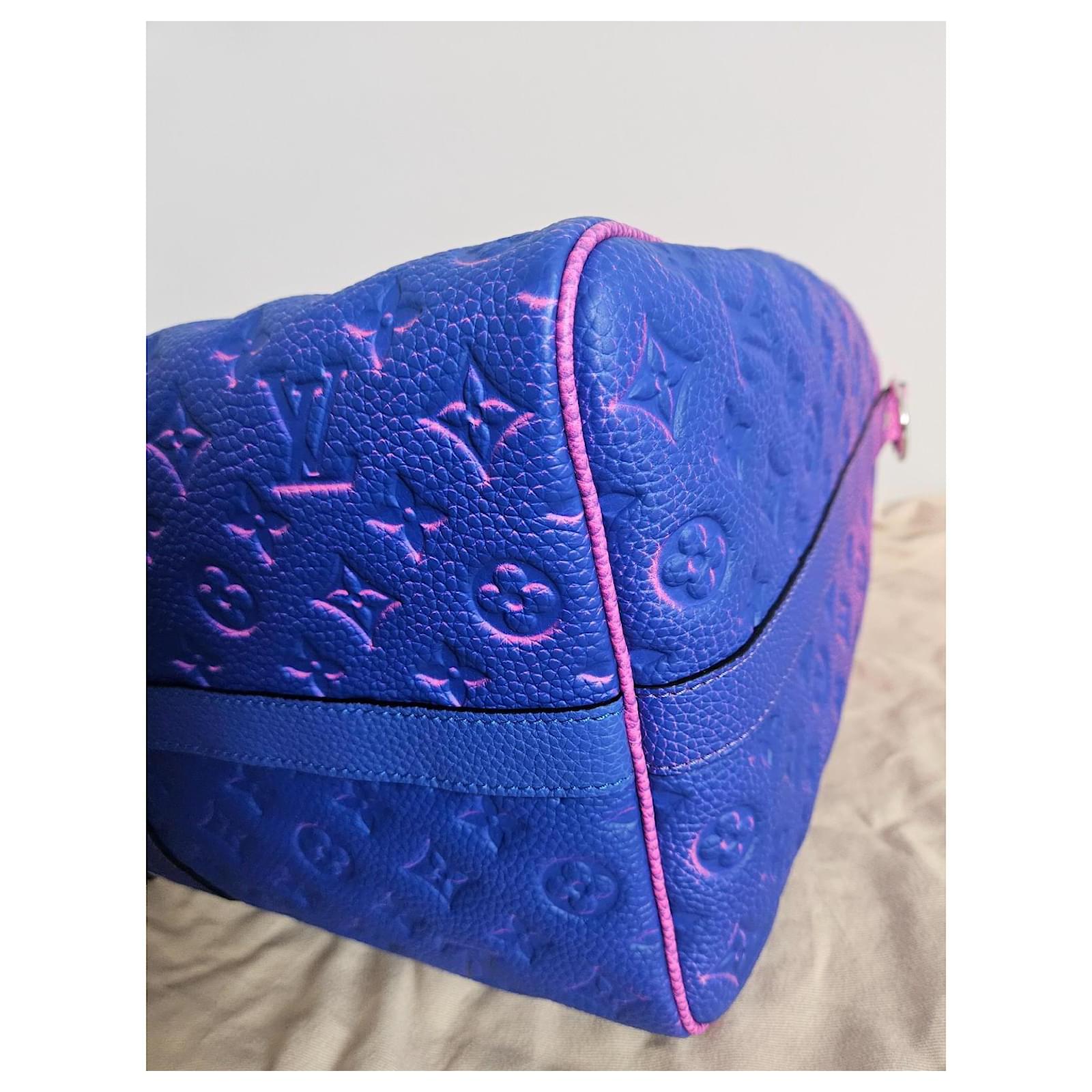 Keepall Louis Vuitton Travel bag Pink Blue Leather  ref.2081348