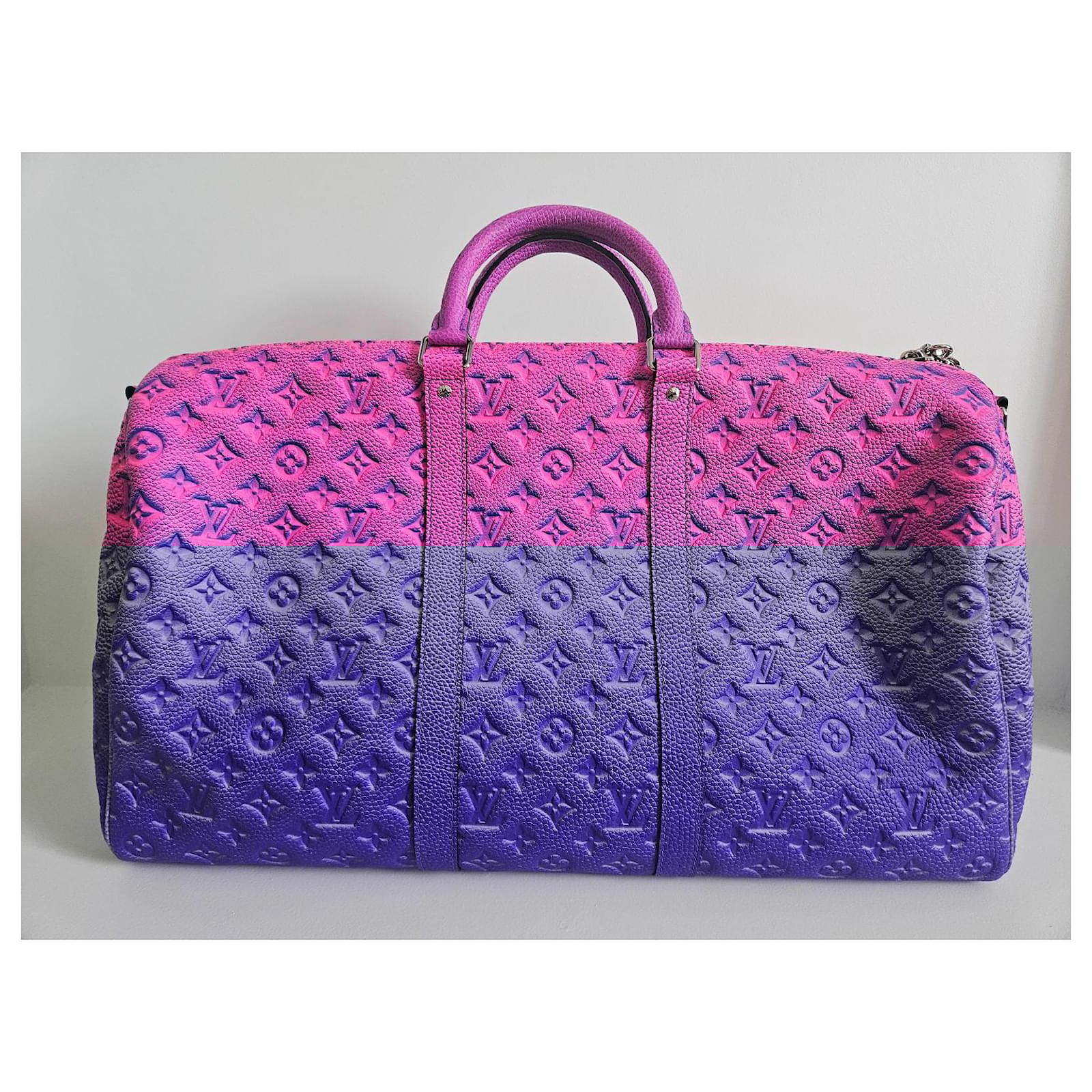 Keepall Louis Vuitton Travel bag Pink Blue Leather  ref.2081348