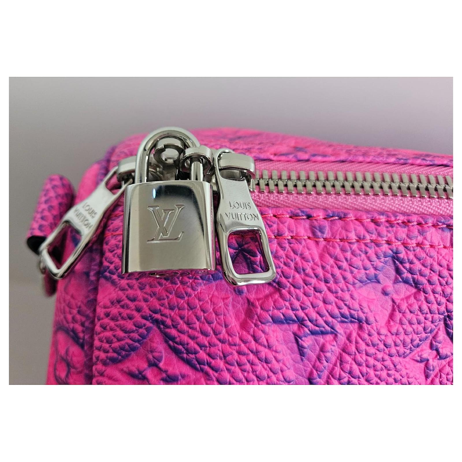 Keepall Louis Vuitton Travel bag Pink Blue Leather  ref.2081348