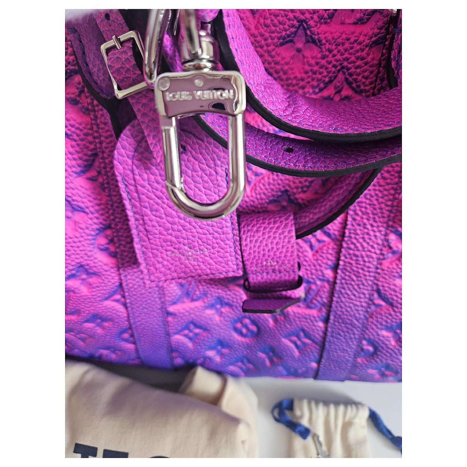 Keepall Louis Vuitton Travel bag Pink Blue Leather  ref.2081348