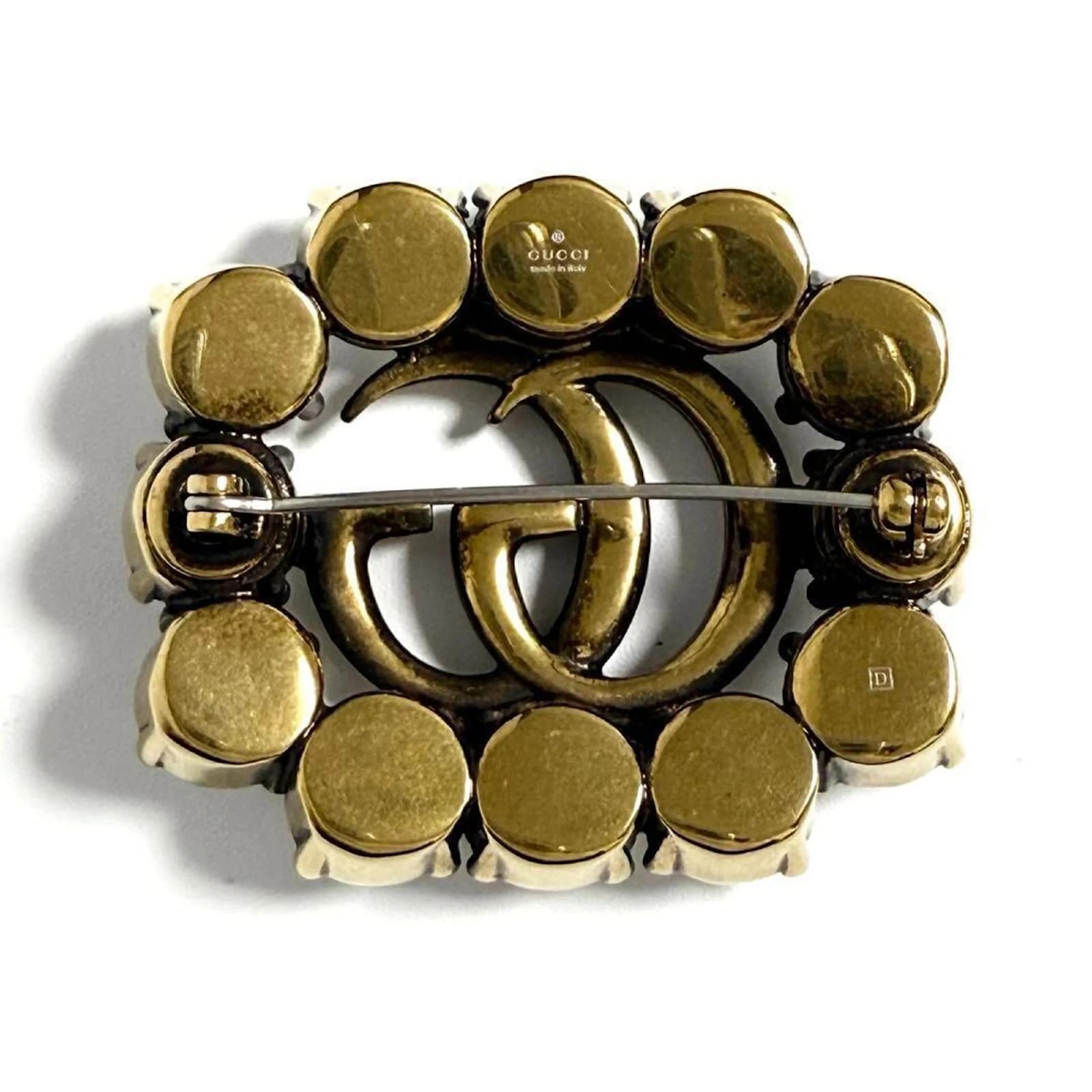 Gucci Women's Metal Double G Brooch Badge with Crystals ref