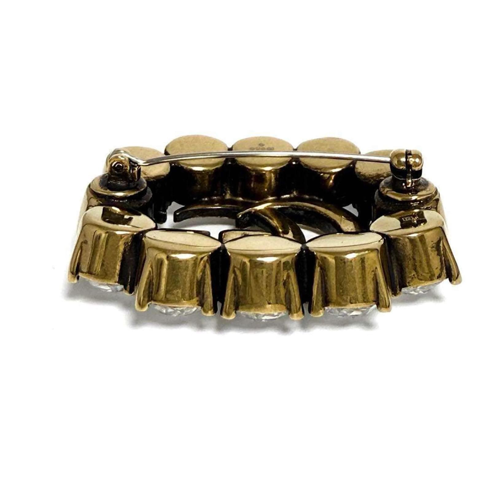 Gucci Women's Metal Double G Brooch Badge with Crystals ref