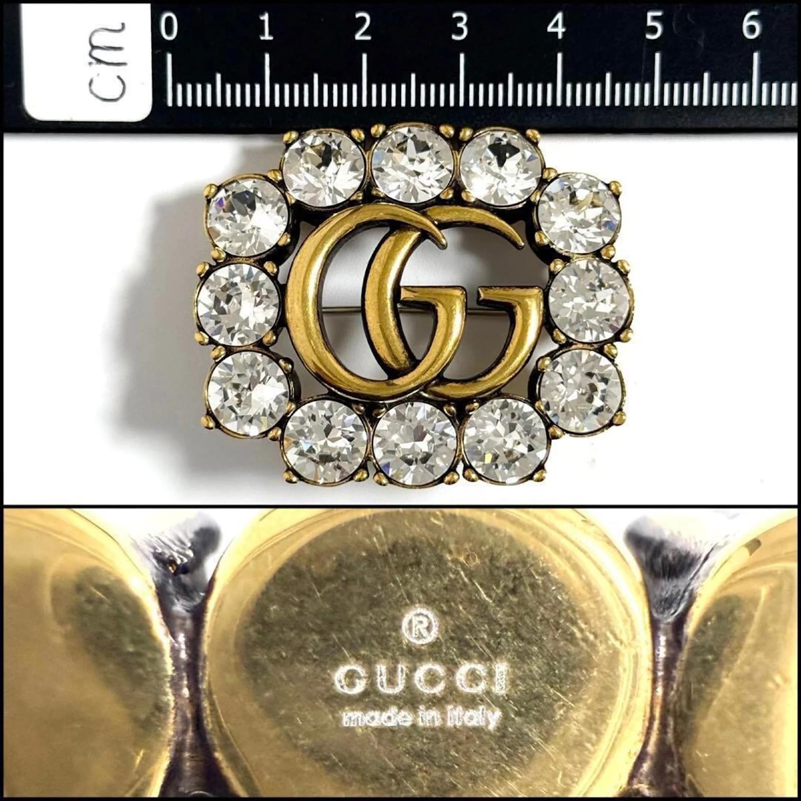 Gucci Women's Metal Double G Brooch Badge with Crystals ref