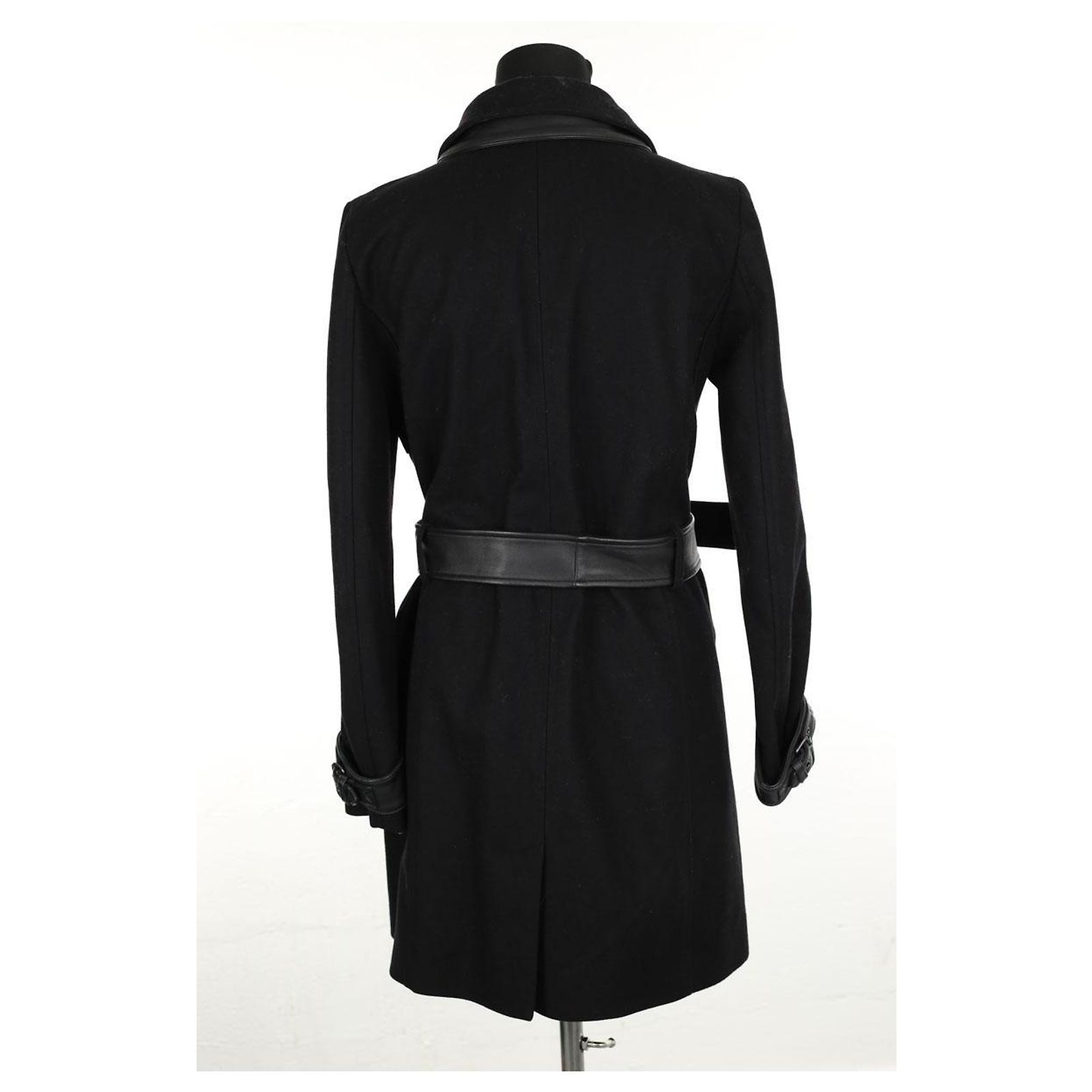 Manteau Droit En Laine Noire The Kooples - Taille L - Coupe Trench - Occasion Très Bon État