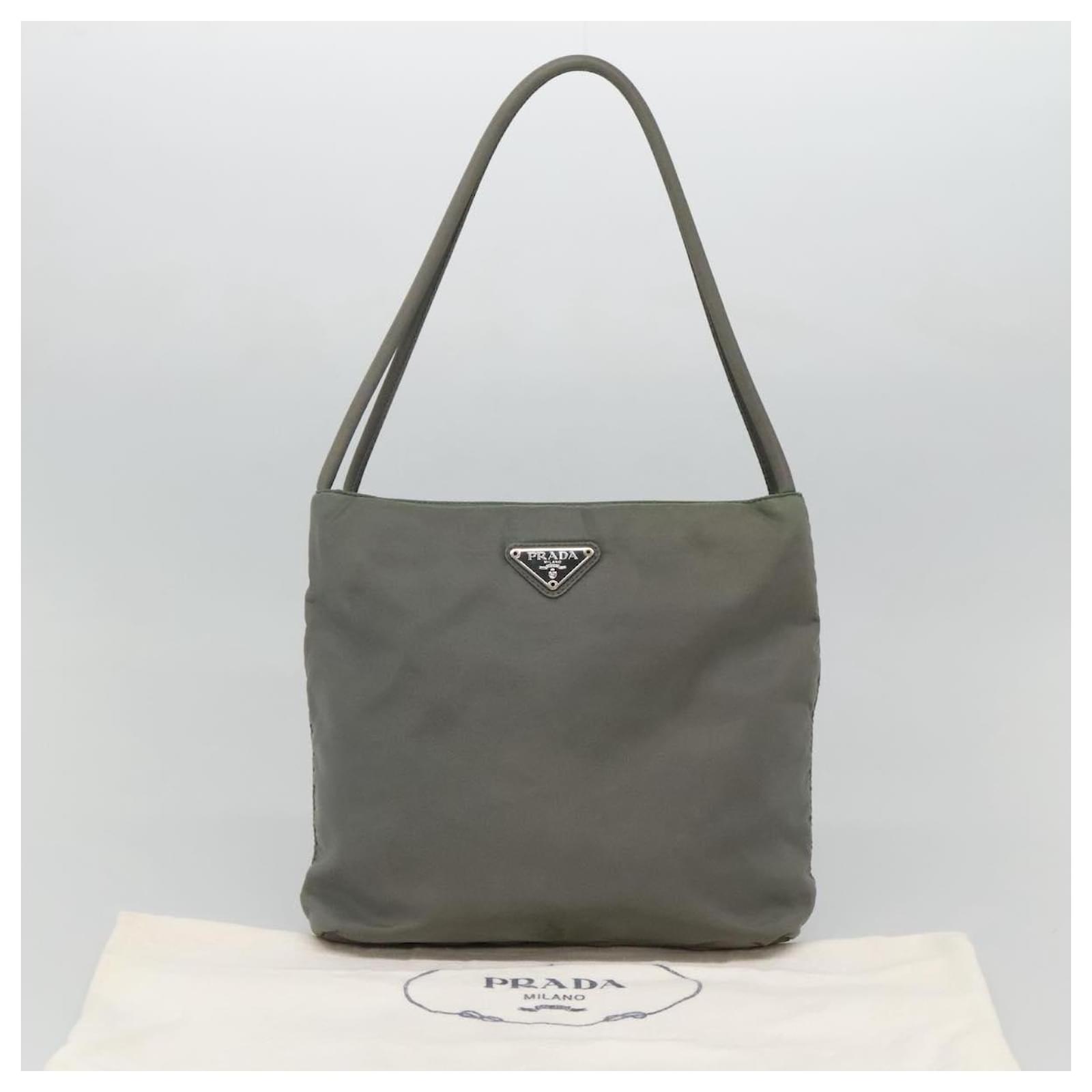 極美品✨PRADA NYLON SILVER HAND BAG archive PRADA Hand Bag Nylon Gray Silver Auth ar13317 Brown Silvery