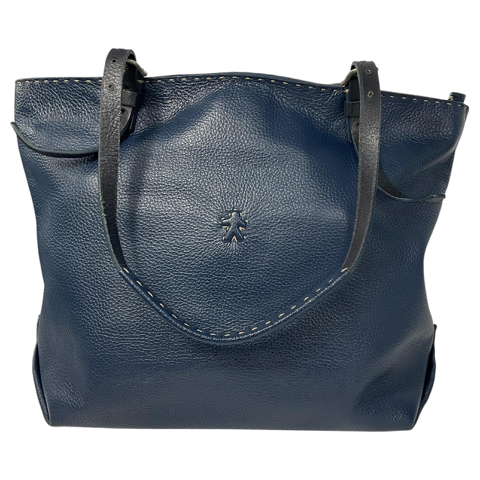 HENRY BEGUELIN トートバッグ Henry Béguelin Henry Beguelin Navy Blue Pebbled Leather Tote Bag