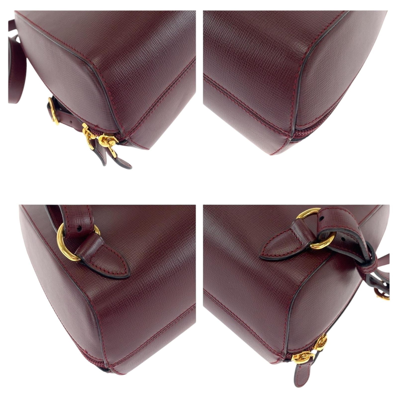 CARTIER Must Line Backpack Leather Bordeaux Gold Auth bs27355 Cartier Must Line Bordeaux Leather Backpack Dark red ref  main image 3