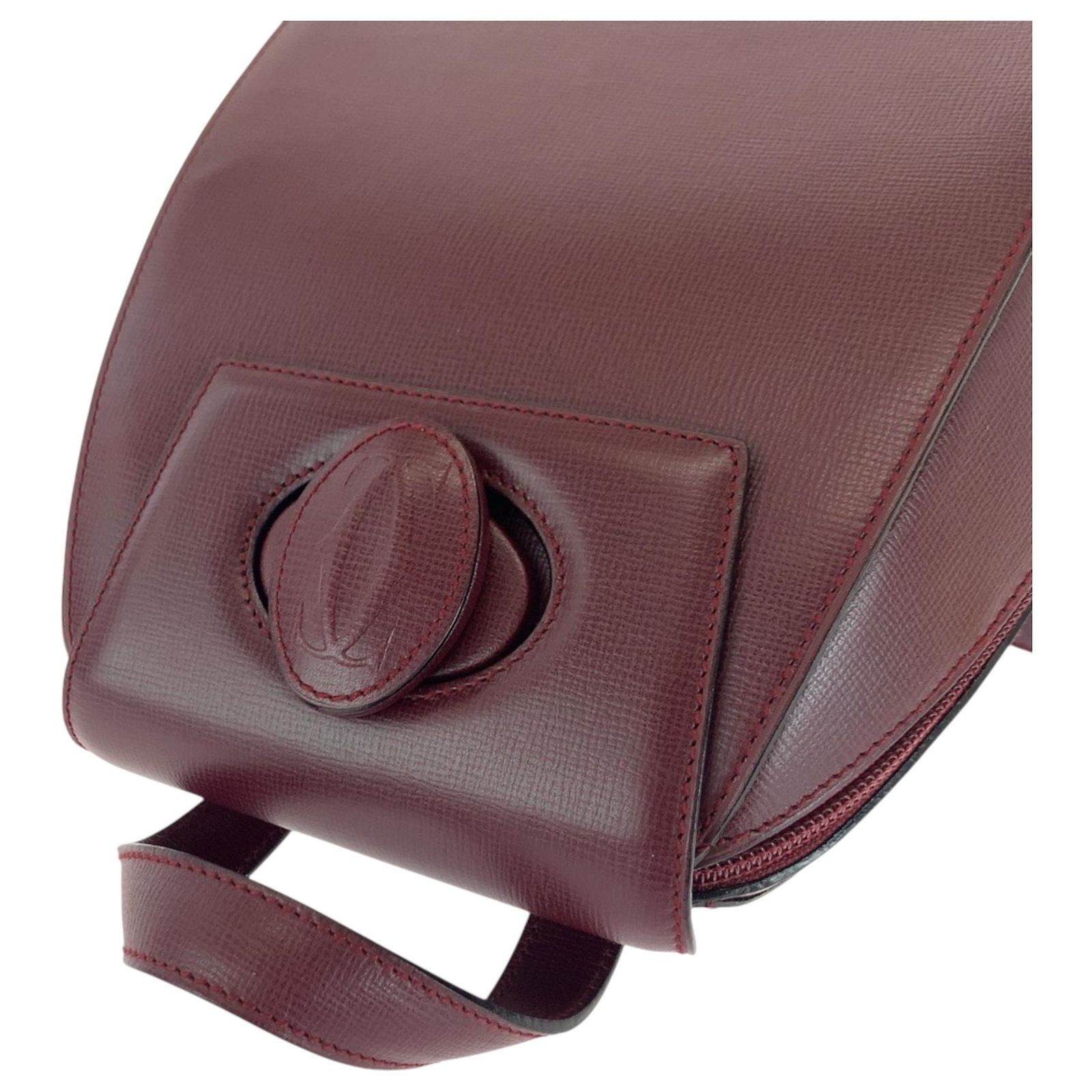 Cartier Must Line Bordeaux Leather Backpack Dark red ref 
