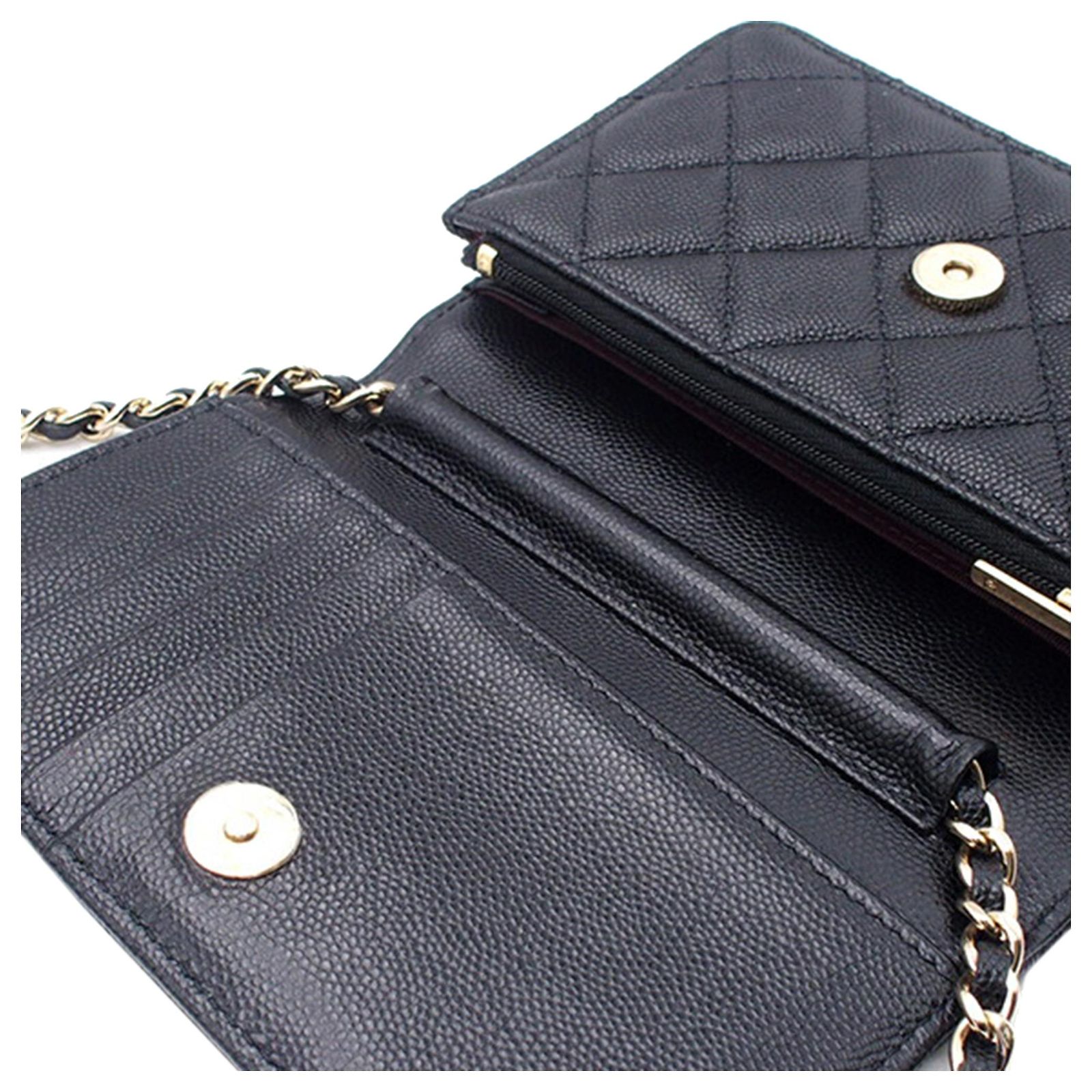 Chanel Black Mini Quilted Caviar Wallet On Chain Leather ref.2094574 ...