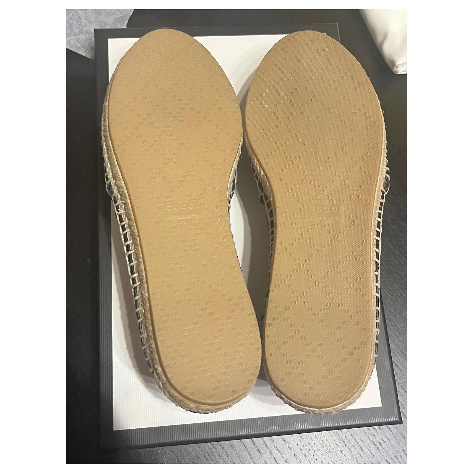 Gucci Espadrillas monogram Black Leather ref.2095030 - Joli Closet