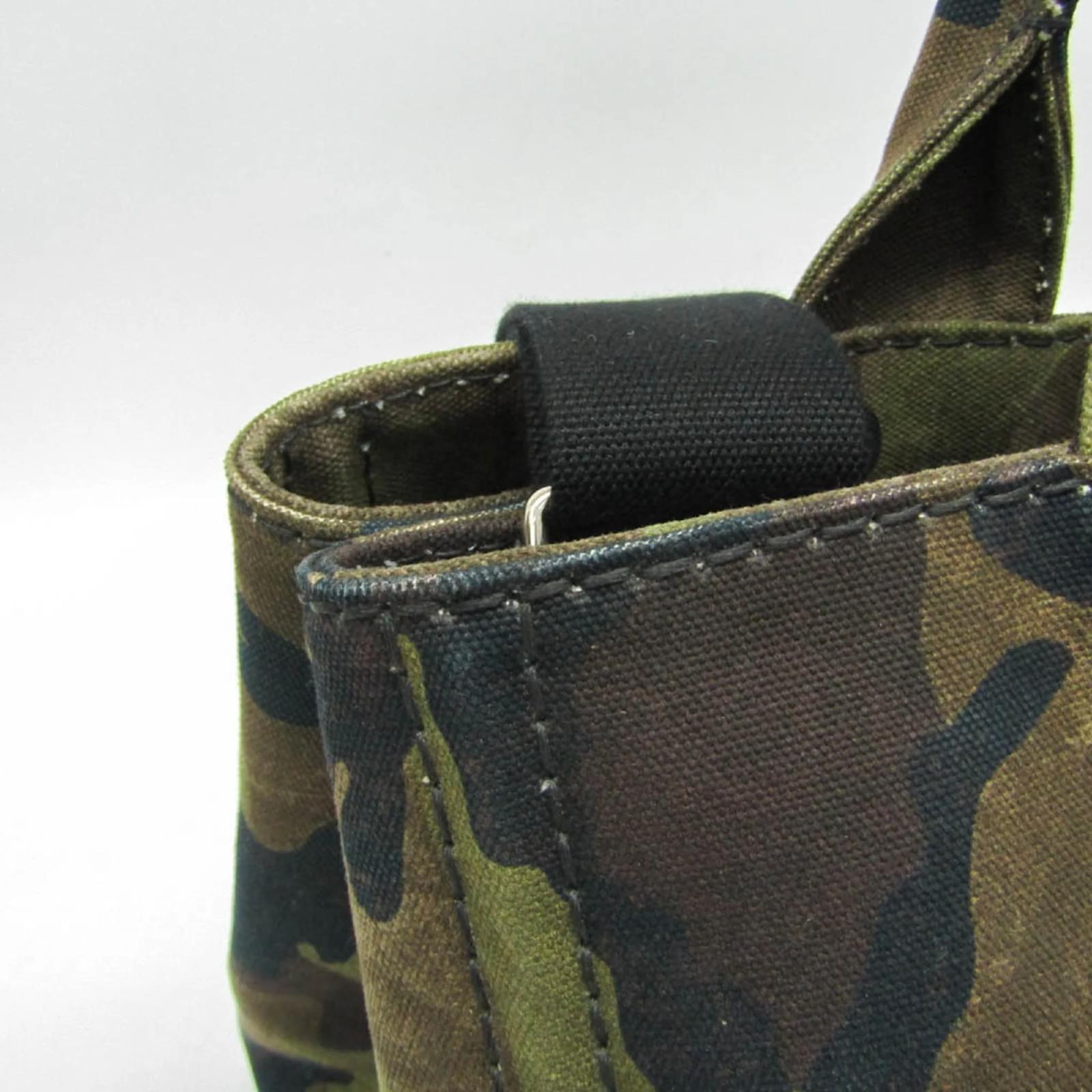 Prada Canapa Camouflage Handbag Brown Khaki Cloth ref.2096411
