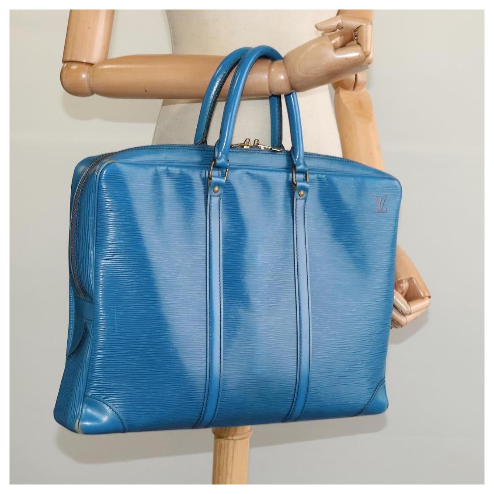 LOUIS VUITTON Epi Porte Documents Voyage Business Bag Blue M54475 Auth KD067 Leather  ref.2097187