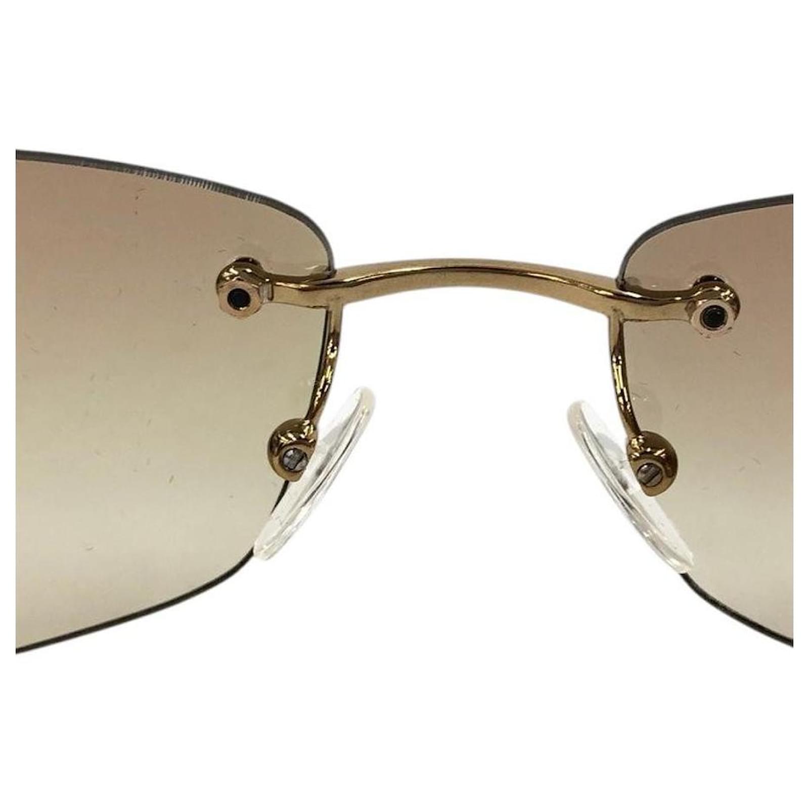 小物 GUCCI linestone rimless sunglasses GUCCI linestone rimless sunglasses gold