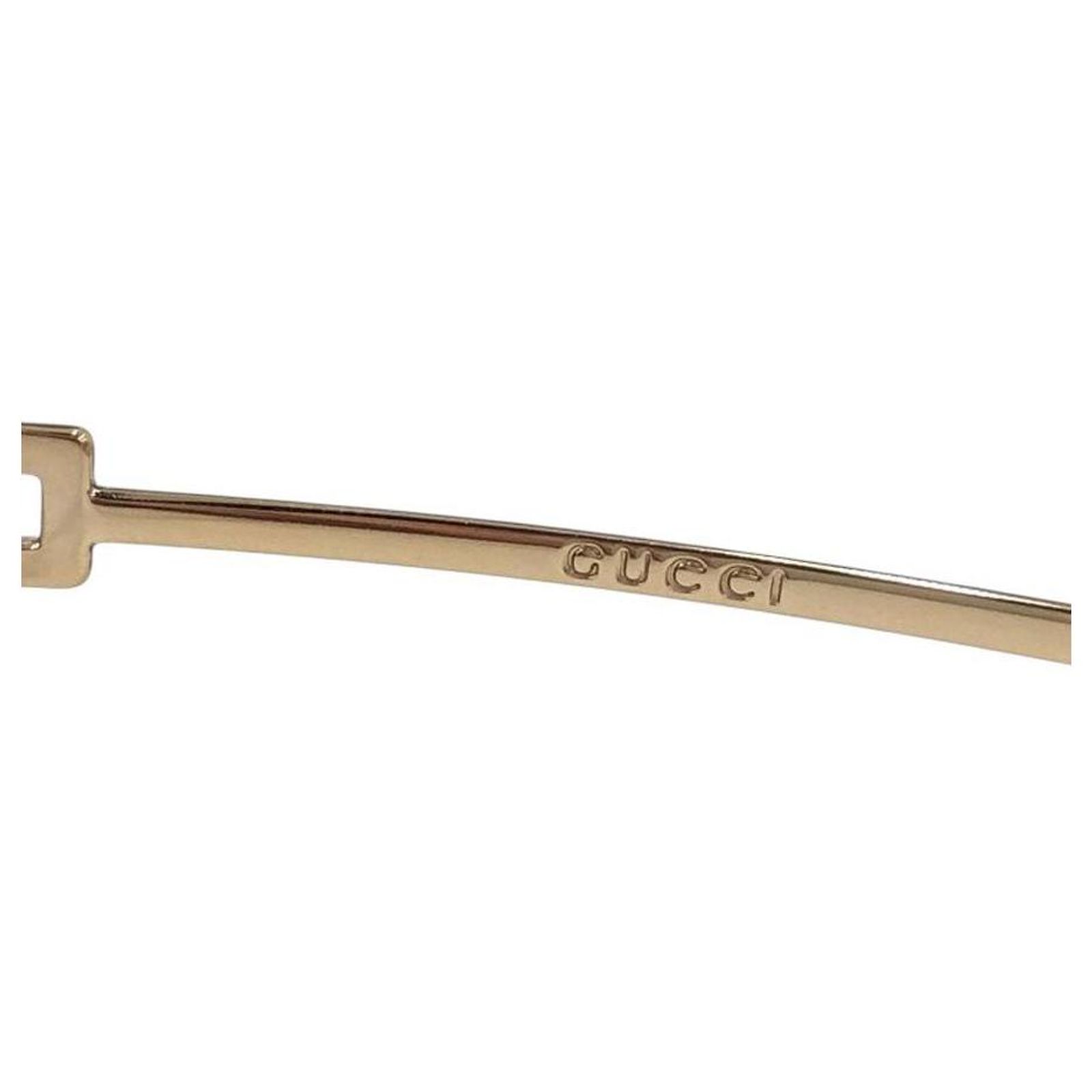 Gucci Gold Brown Tinted Rhinestone Rimless Sunglasses GG 