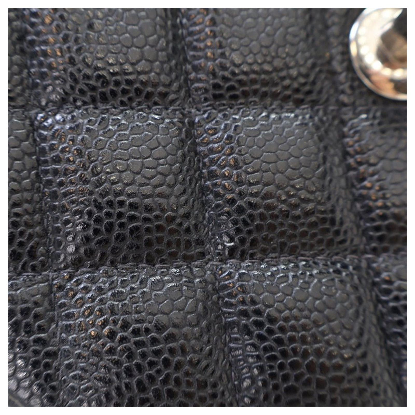 Chanel Black Mini Square Classic Quilted Caviar Flap Leather ref ...