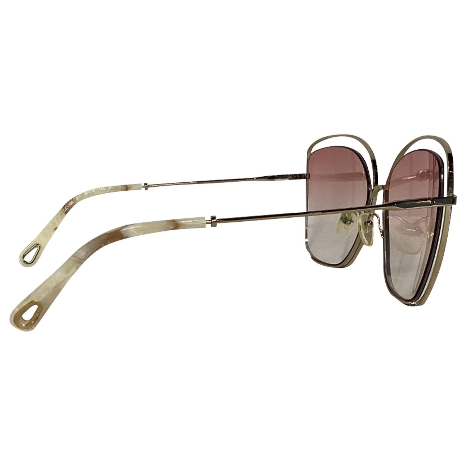 Chloé Poppy Cutout Square Sunglasses CE133S in Pink Acetate  display picture 2
