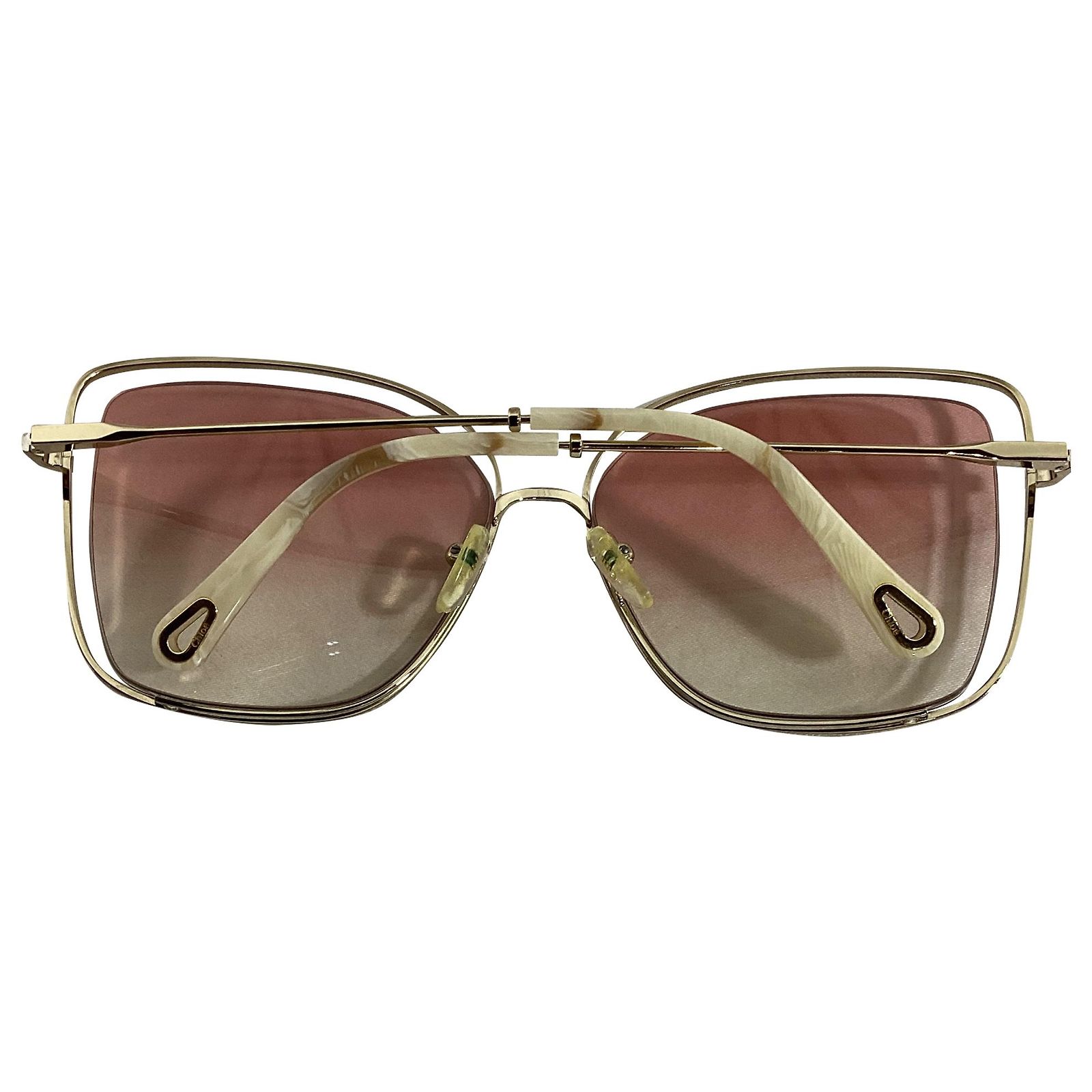 Chloé Poppy Cutout Square Sunglasses CE133S in Pink Acetate  display picture 1