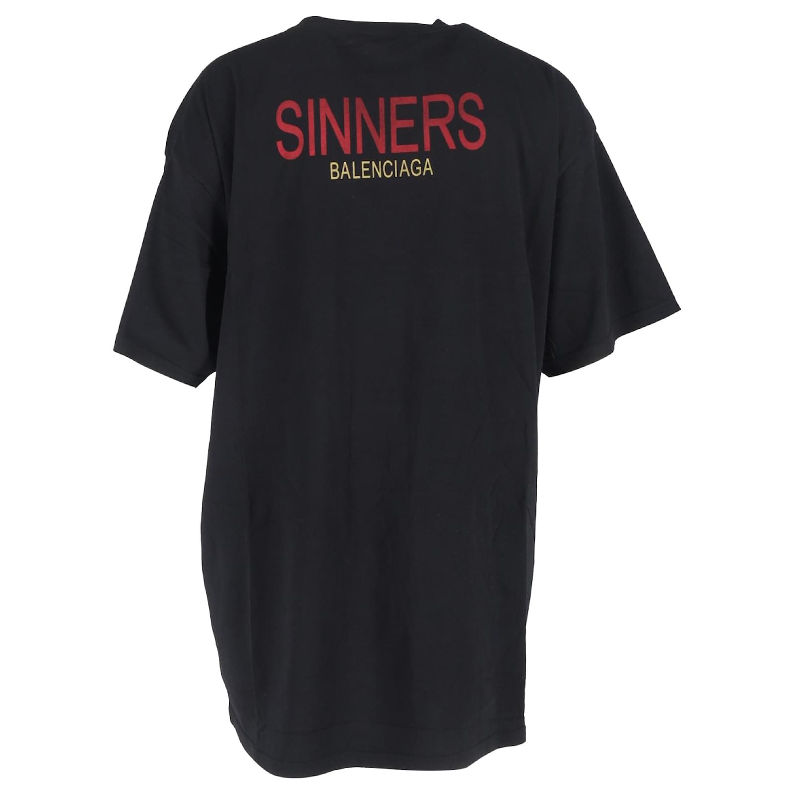 Balenciaga Sinners Print Logo Tee in Black Cotton ref.2103464