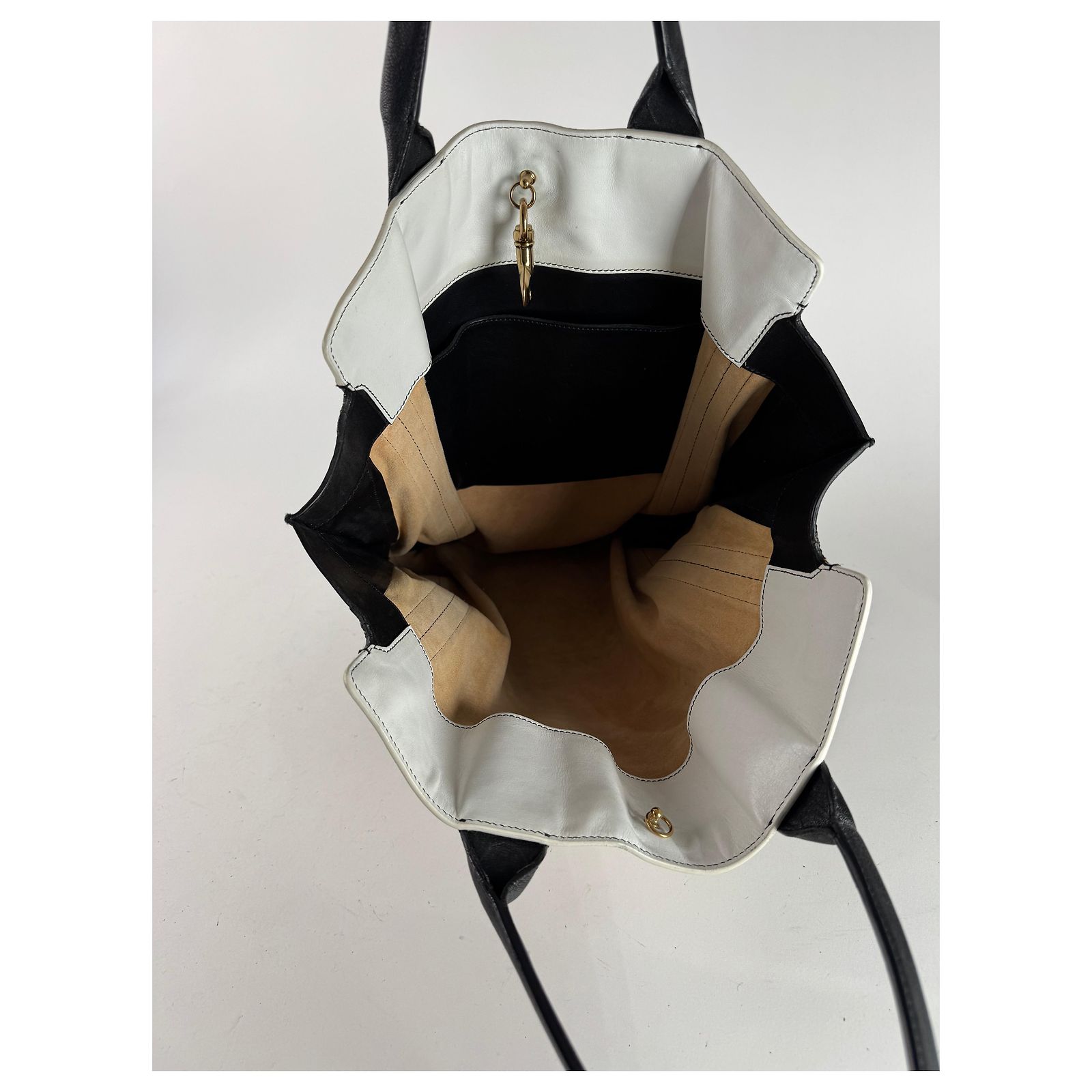 Chloé Vintage Chloe Alison leather Shopper Bag beige black ref 