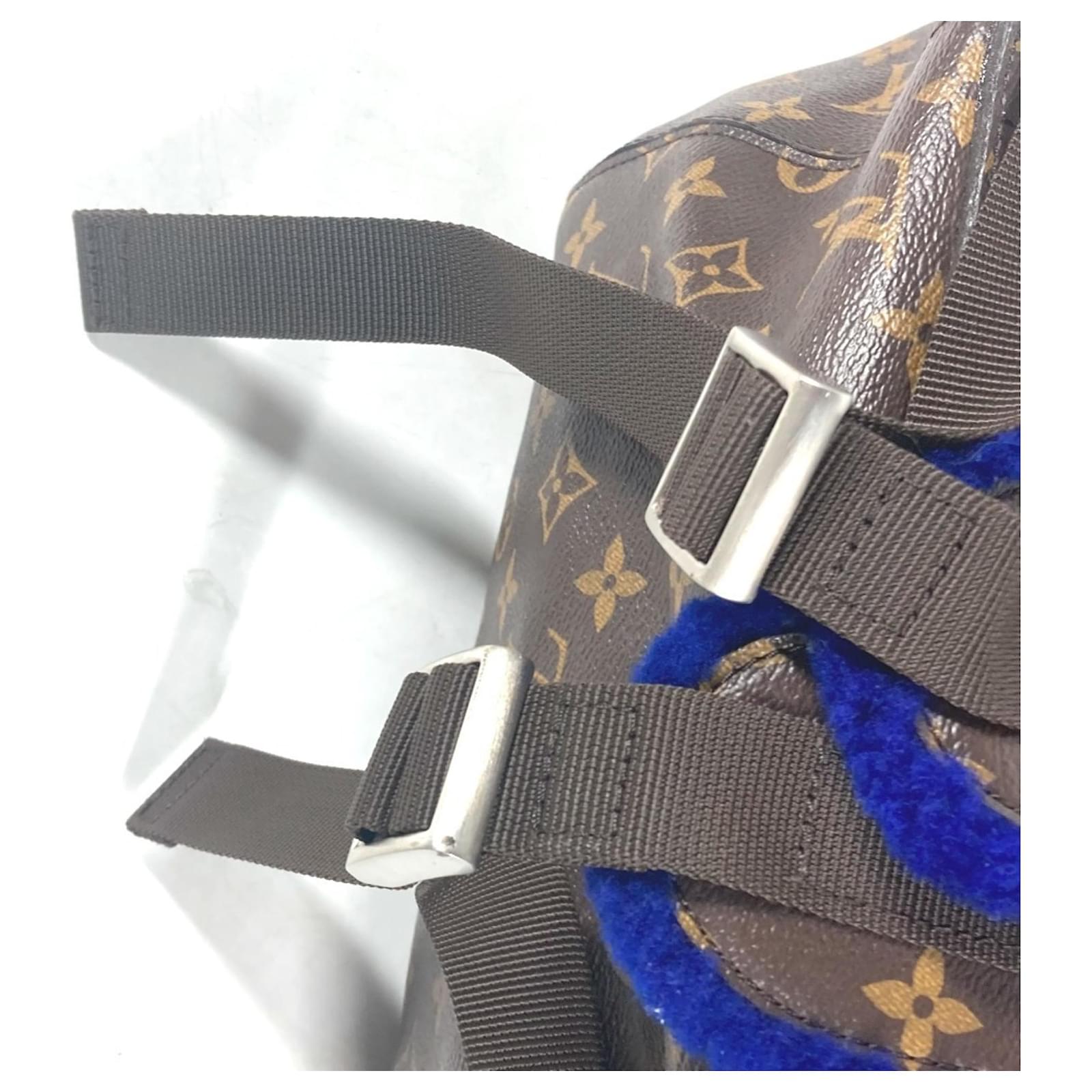 Louis Vuitton Monogram Marc Newson Collaboration Backpack Brown Blue Leather Patent leather Cloth  ref.2106970