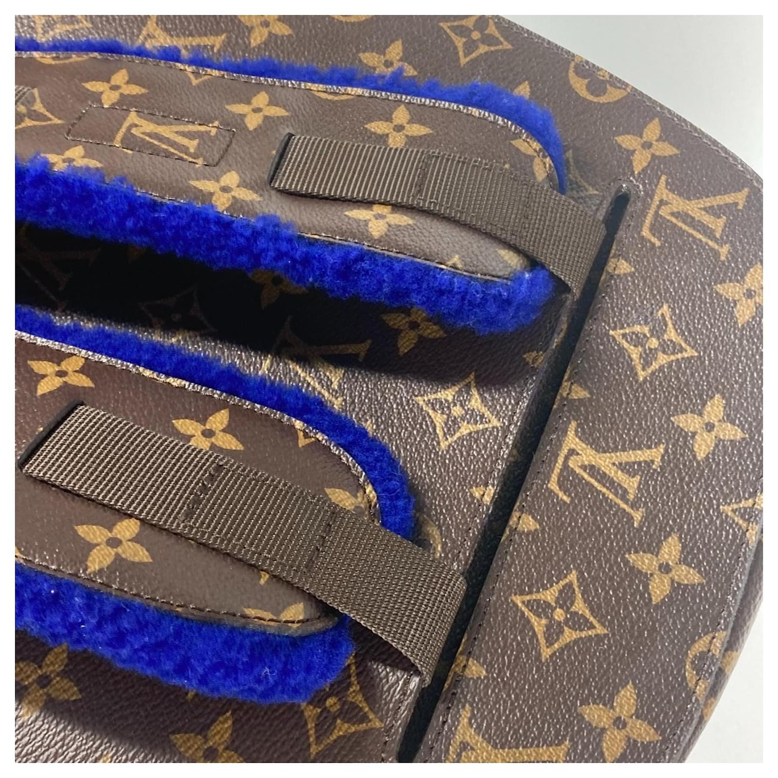 Louis Vuitton Monogram Marc Newson Collaboration Backpack Brown Blue Leather Patent leather Cloth  ref.2106970