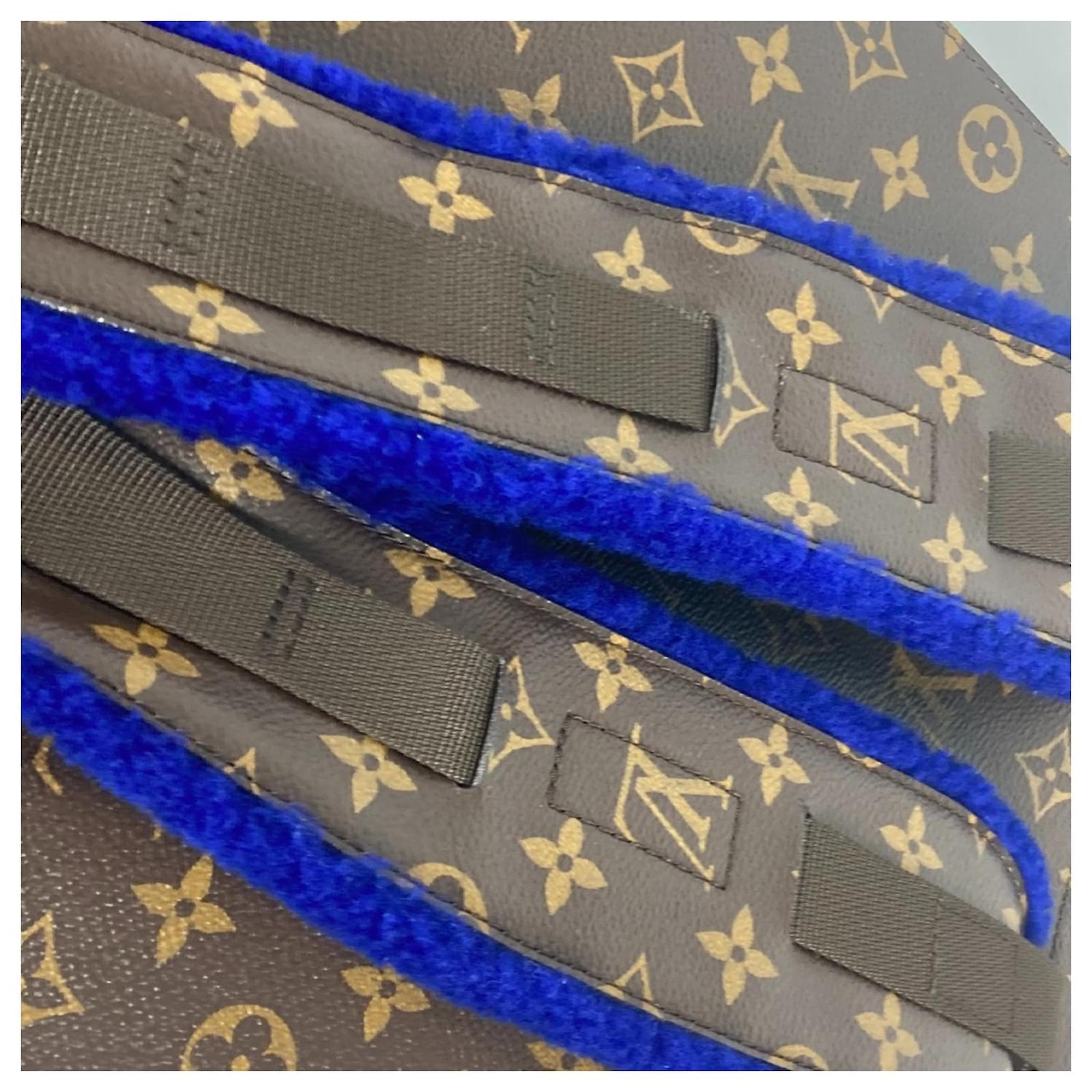 Louis Vuitton Monogram Marc Newson Collaboration Backpack Brown Blue Leather Patent leather Cloth  ref.2106970